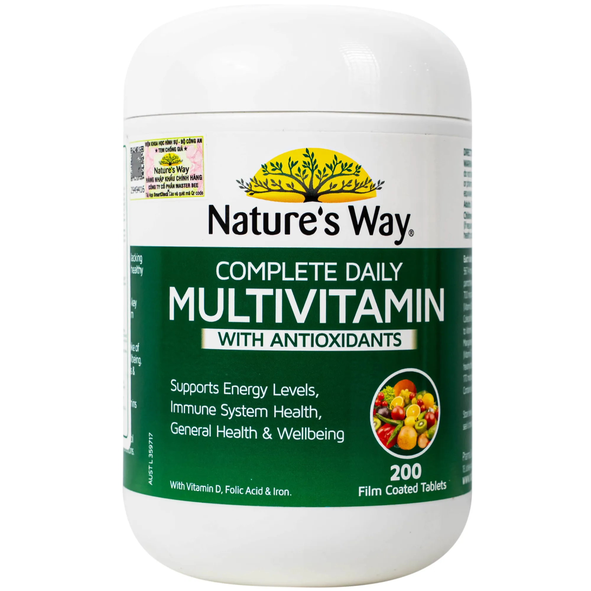 VIÊN UỐNG BỔ SUNG VITAMIN VÀ KHOÁNG CHẤT, GIÚP TĂNG ĐỀ KHÁNG NATURE'S WAY COMPLETE DAILY MULTIVITAMIN 200V