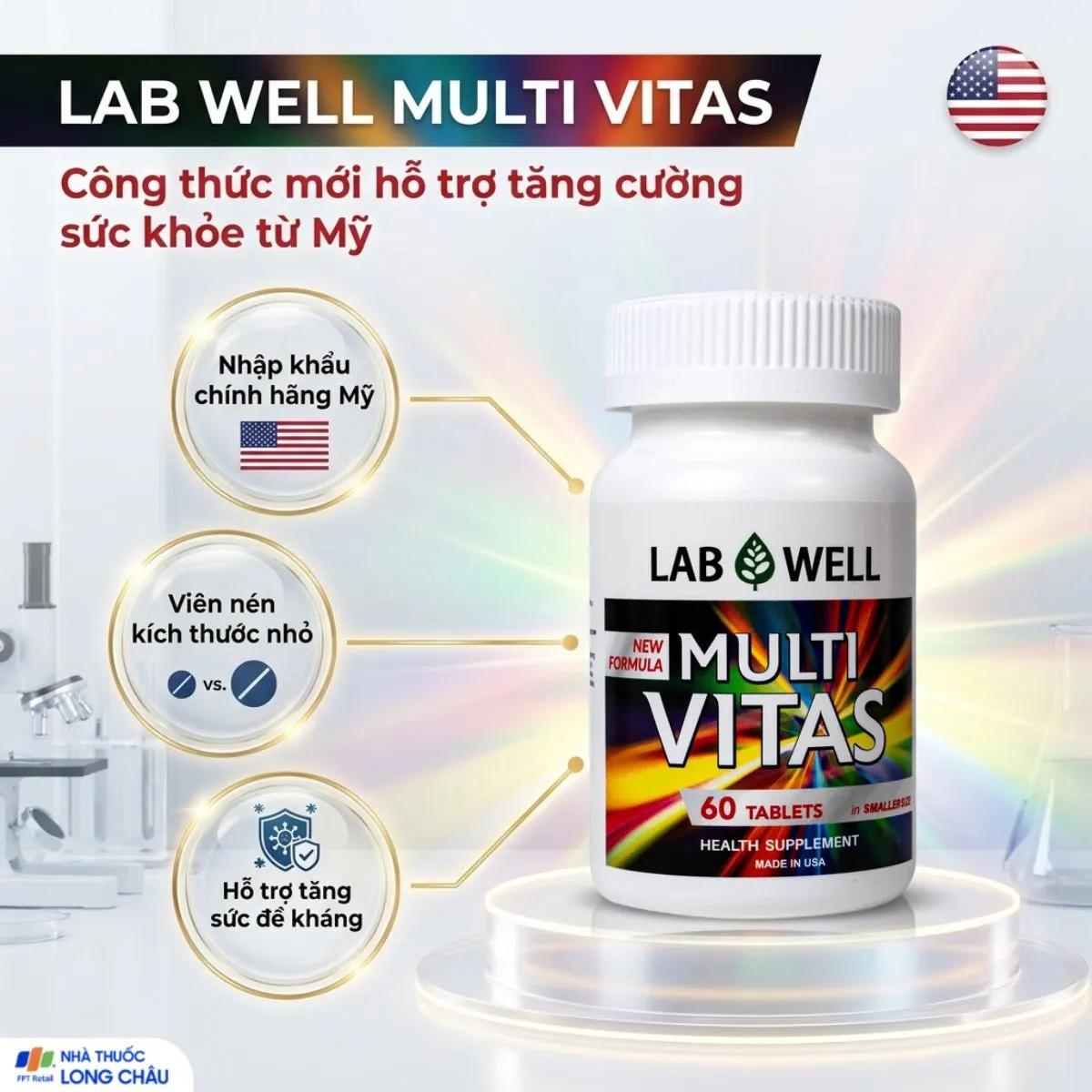 VIÊN UỐNG BỔ SUNG VITAMIN VÀ KHOÁNG CHẤT LAB WELL MULTI VITAS 60V 2