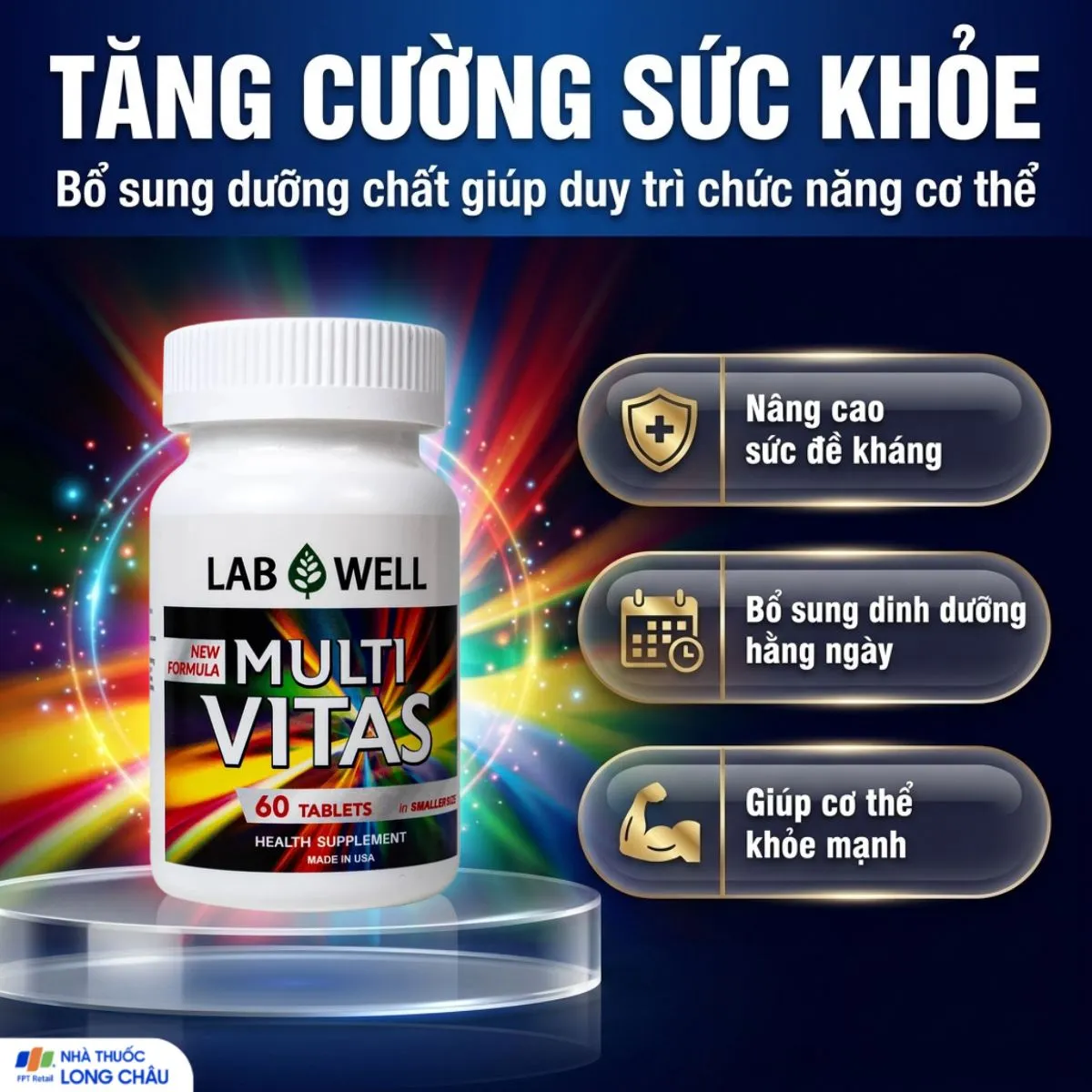 VIÊN UỐNG BỔ SUNG VITAMIN VÀ KHOÁNG CHẤT LAB WELL MULTI VITAS 60V 3