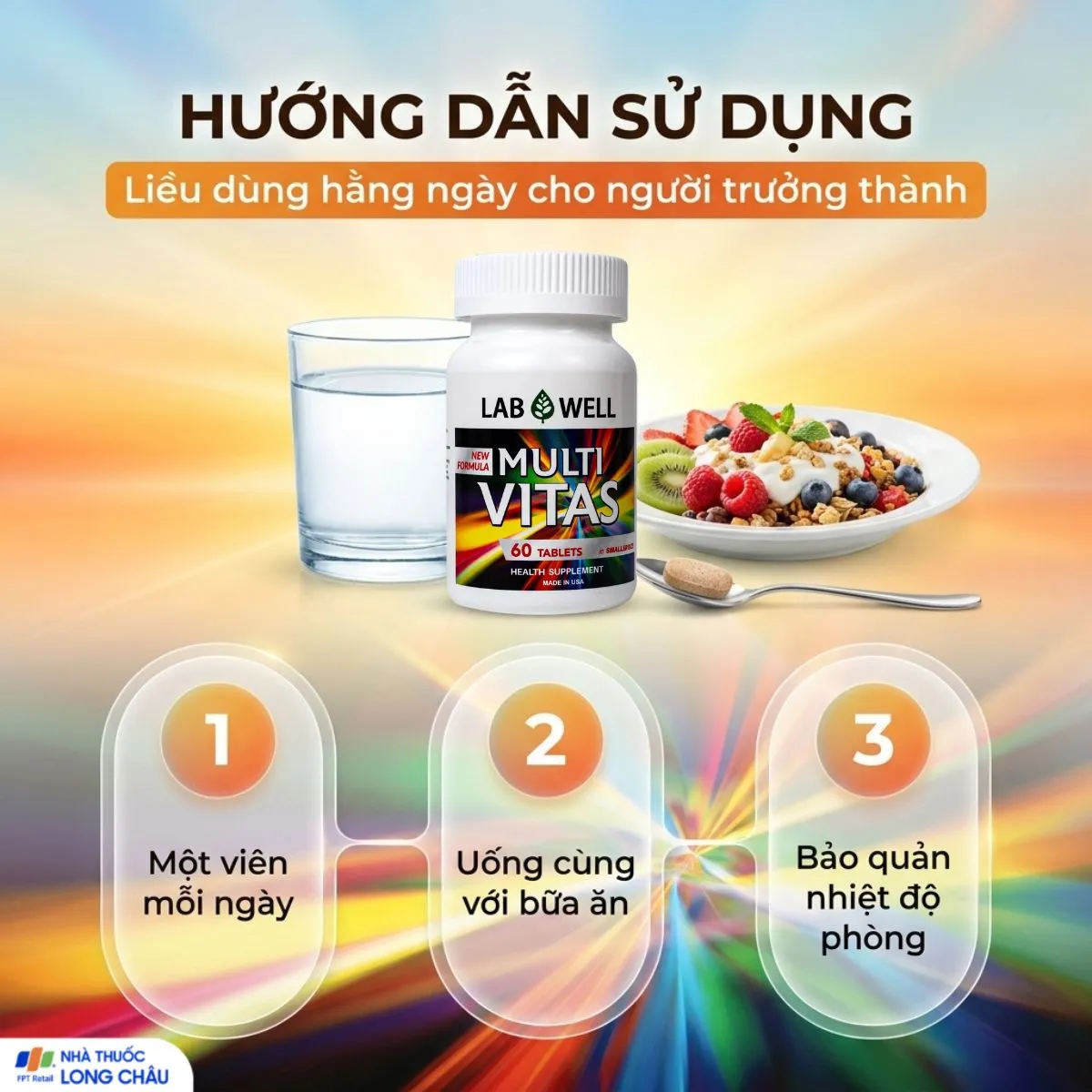 VIÊN UỐNG BỔ SUNG VITAMIN VÀ KHOÁNG CHẤT LAB WELL MULTI VITAS 60V 5