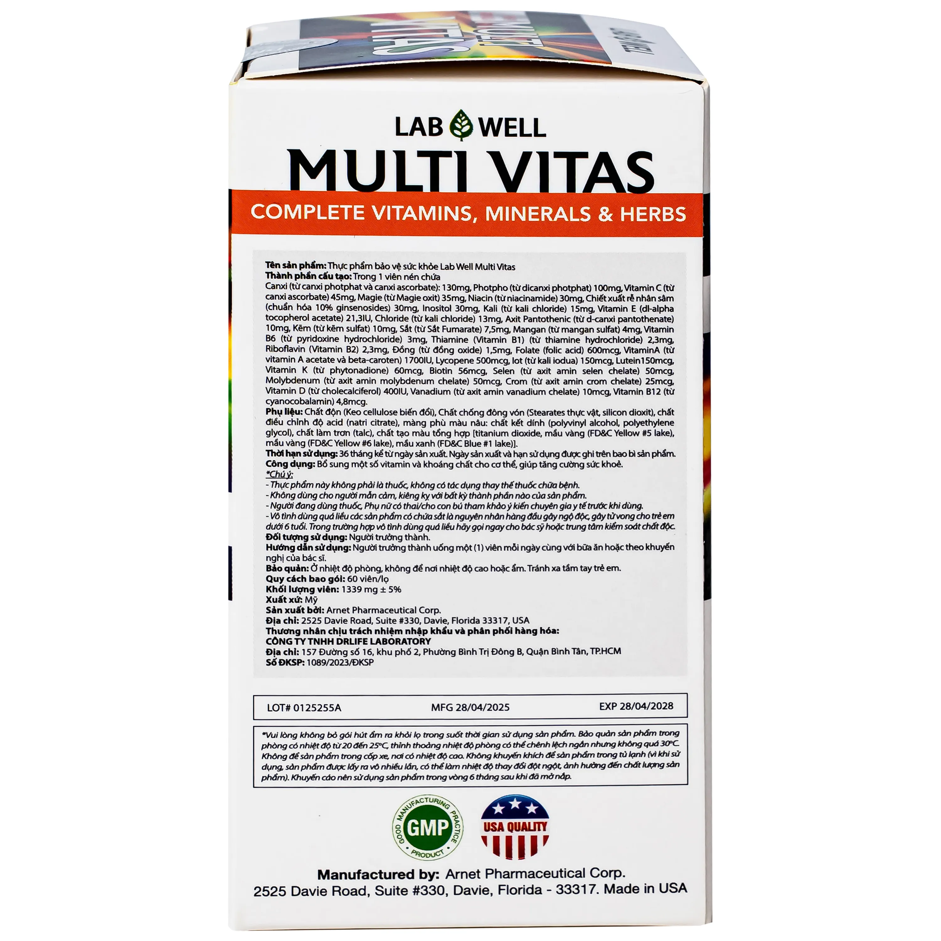VIÊN UỐNG BỔ SUNG VITAMIN VÀ KHOÁNG CHẤT LAB WELL MULTI VITAS 60V 9