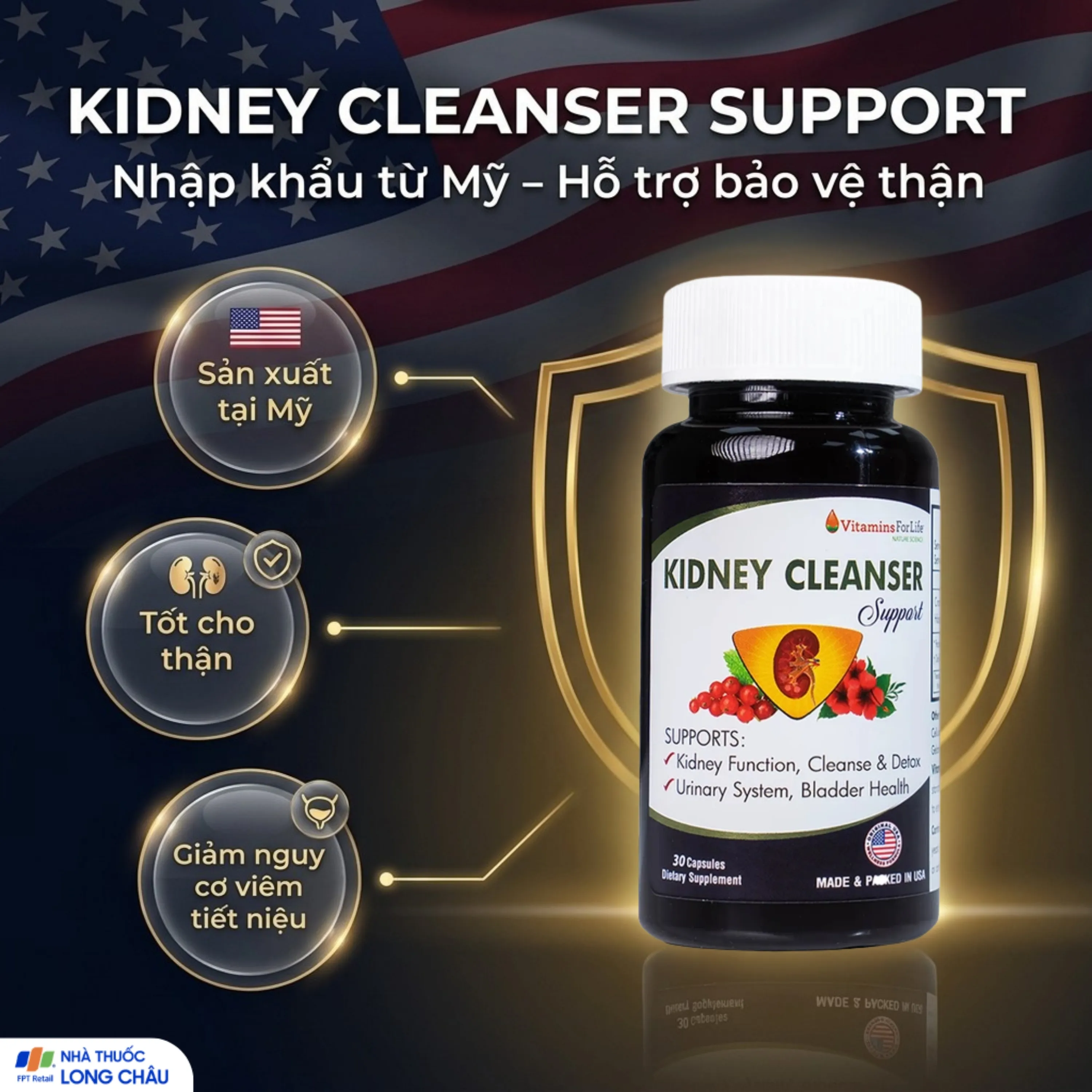 VIÊN UỐNG BỔ THẬN KIDNEY CLEANSER SUPPORT VITAMINS FOR LIFE 30V 2