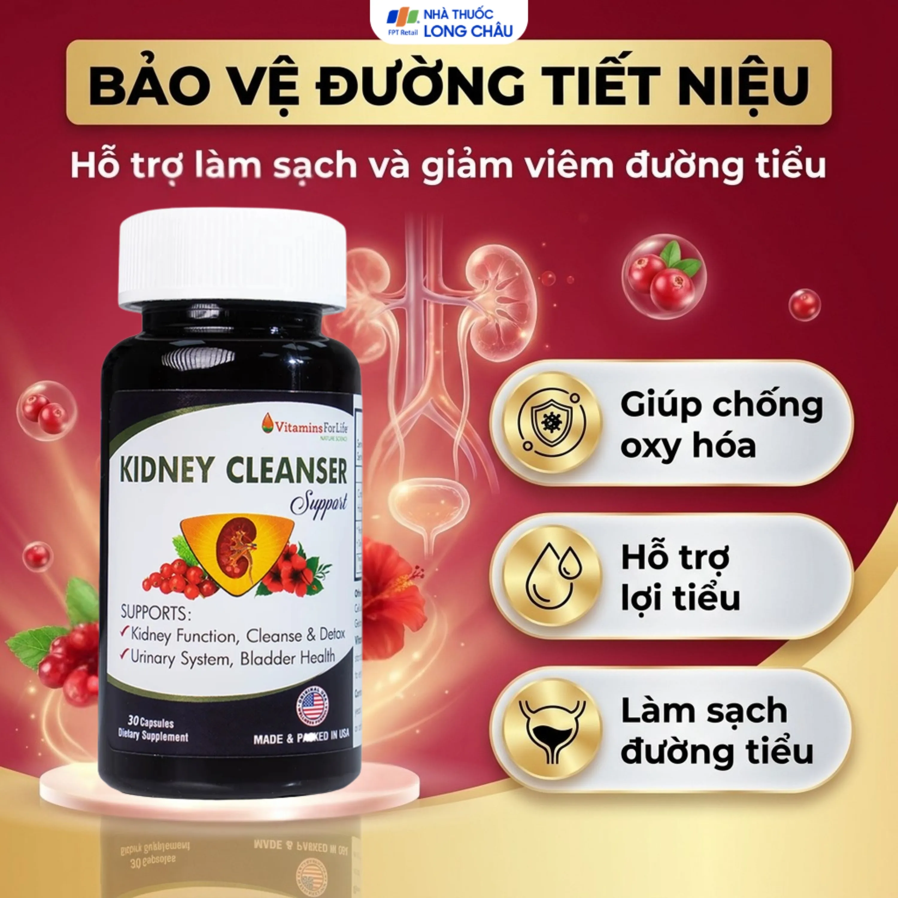 VIÊN UỐNG BỔ THẬN KIDNEY CLEANSER SUPPORT VITAMINS FOR LIFE 30V 3