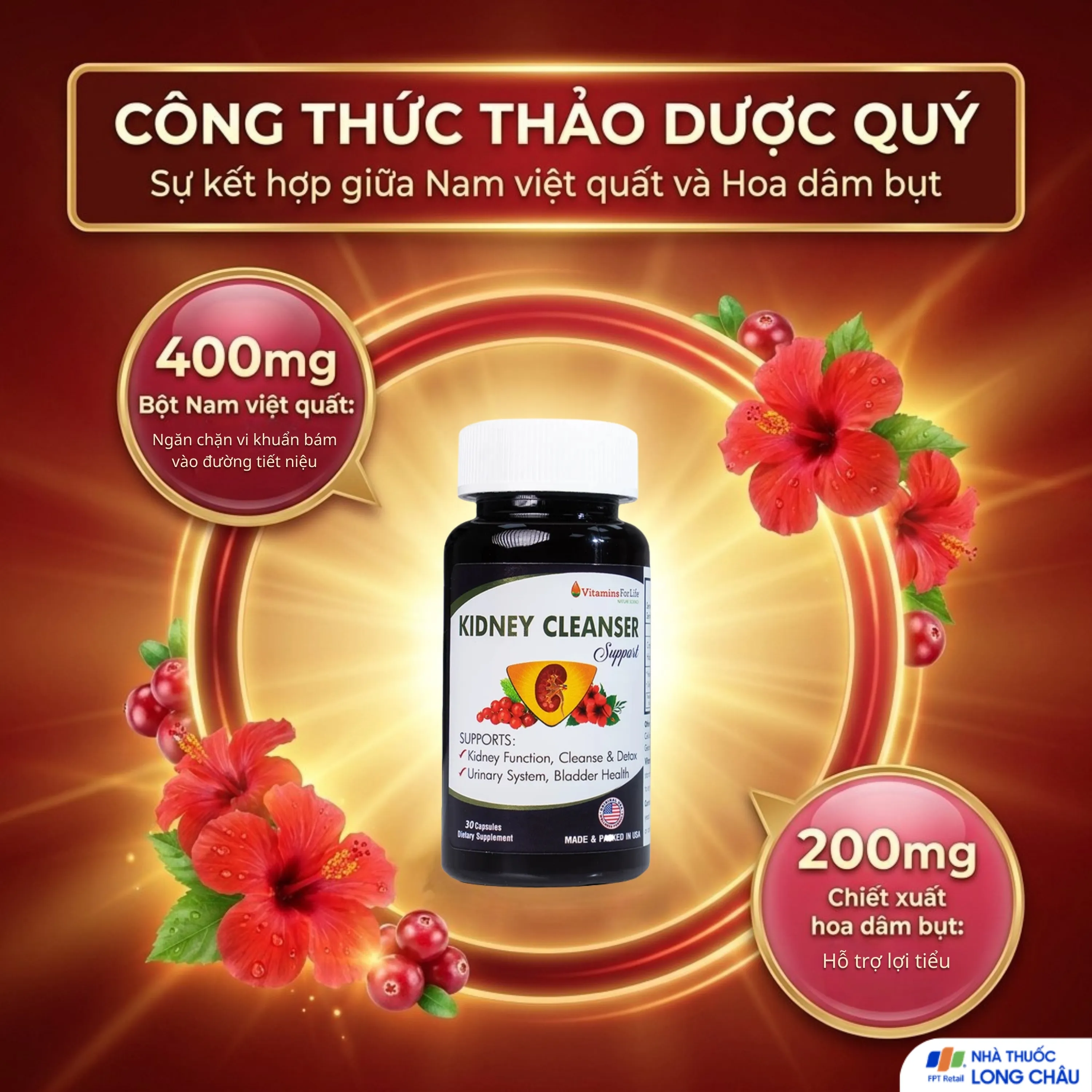 VIÊN UỐNG BỔ THẬN KIDNEY CLEANSER SUPPORT VITAMINS FOR LIFE 30V 4