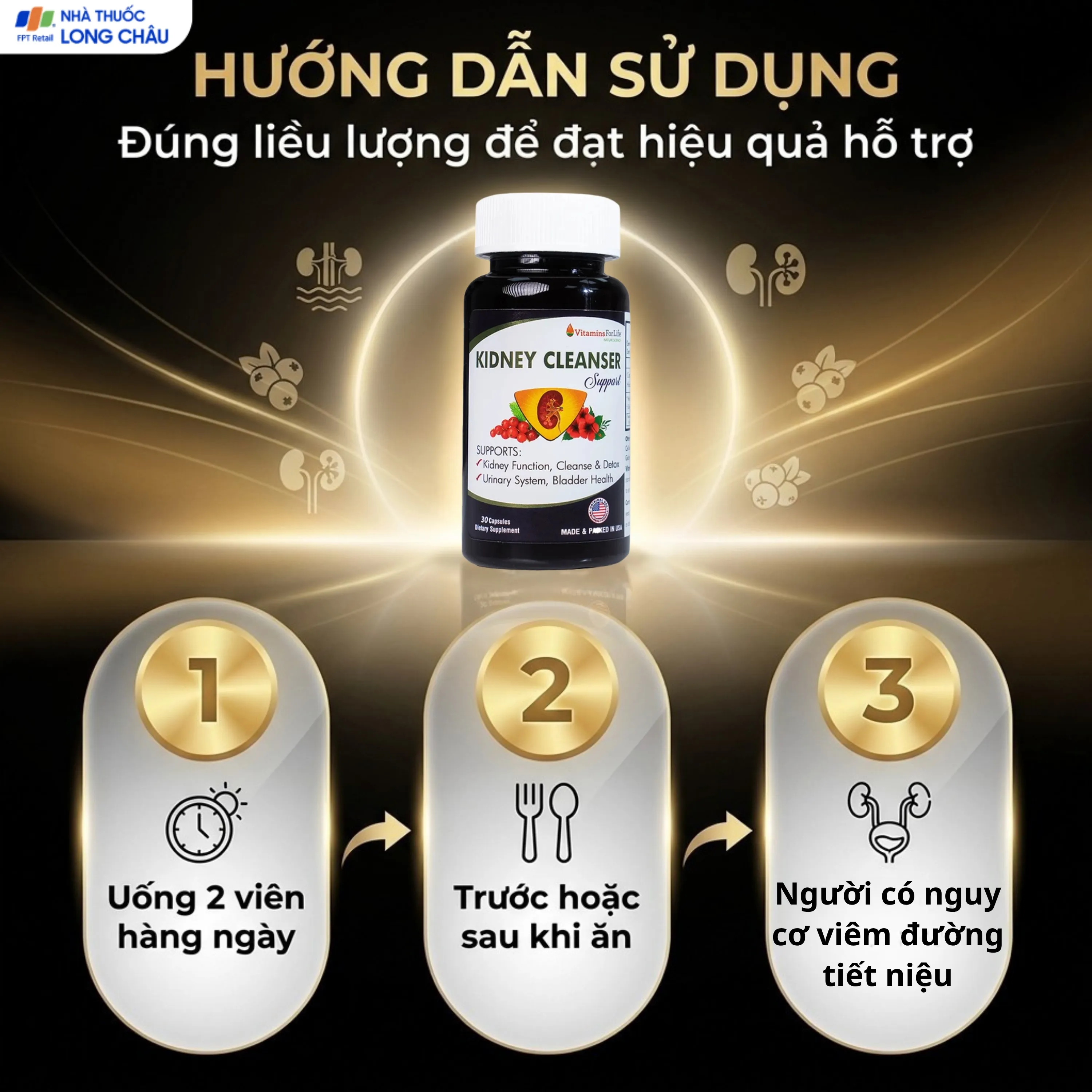 VIÊN UỐNG BỔ THẬN KIDNEY CLEANSER SUPPORT VITAMINS FOR LIFE 30V 5