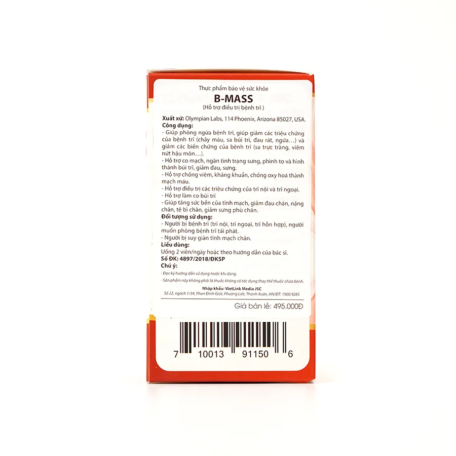 Viên Uống B Mass Hỗ Trợ Bệnh Trĩ (Chai 30 Viên) 6