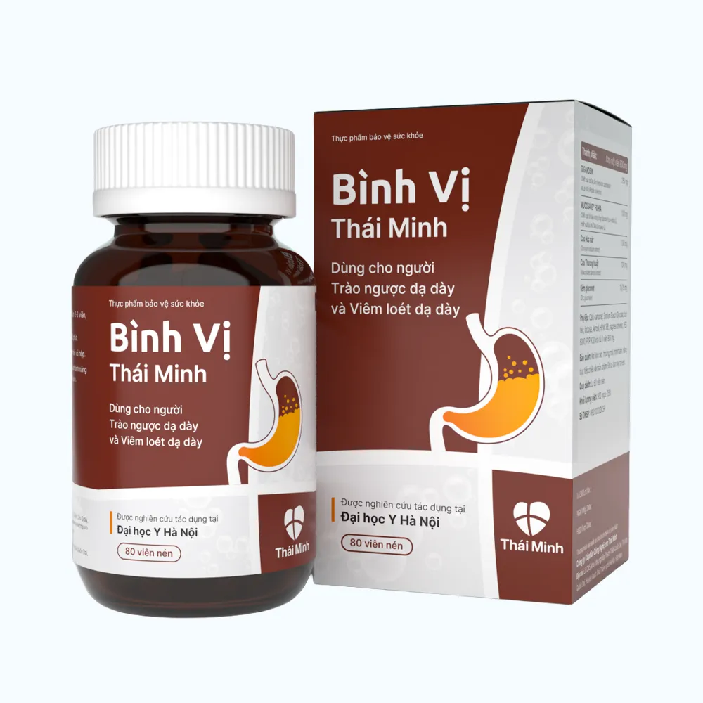 Viên uống Bình Vị Thái Minh (Hộp 80 viên) giúp hỗ trợ giảm viêm loét dạ dày