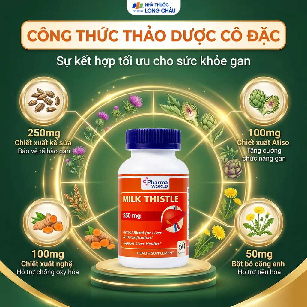 VIÊN UỐNG BẢO VỆ GAN PHARMA WORLD MILK THISTLE 60V 3