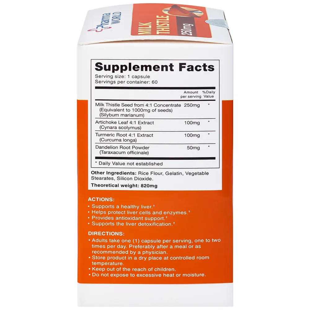 VIÊN UỐNG BẢO VỆ GAN PHARMA WORLD MILK THISTLE 60V 12