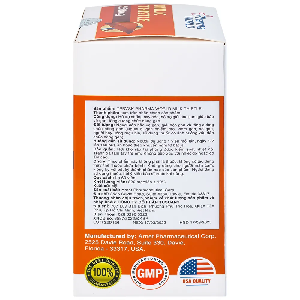 VIÊN UỐNG BẢO VỆ GAN PHARMA WORLD MILK THISTLE 60V 11