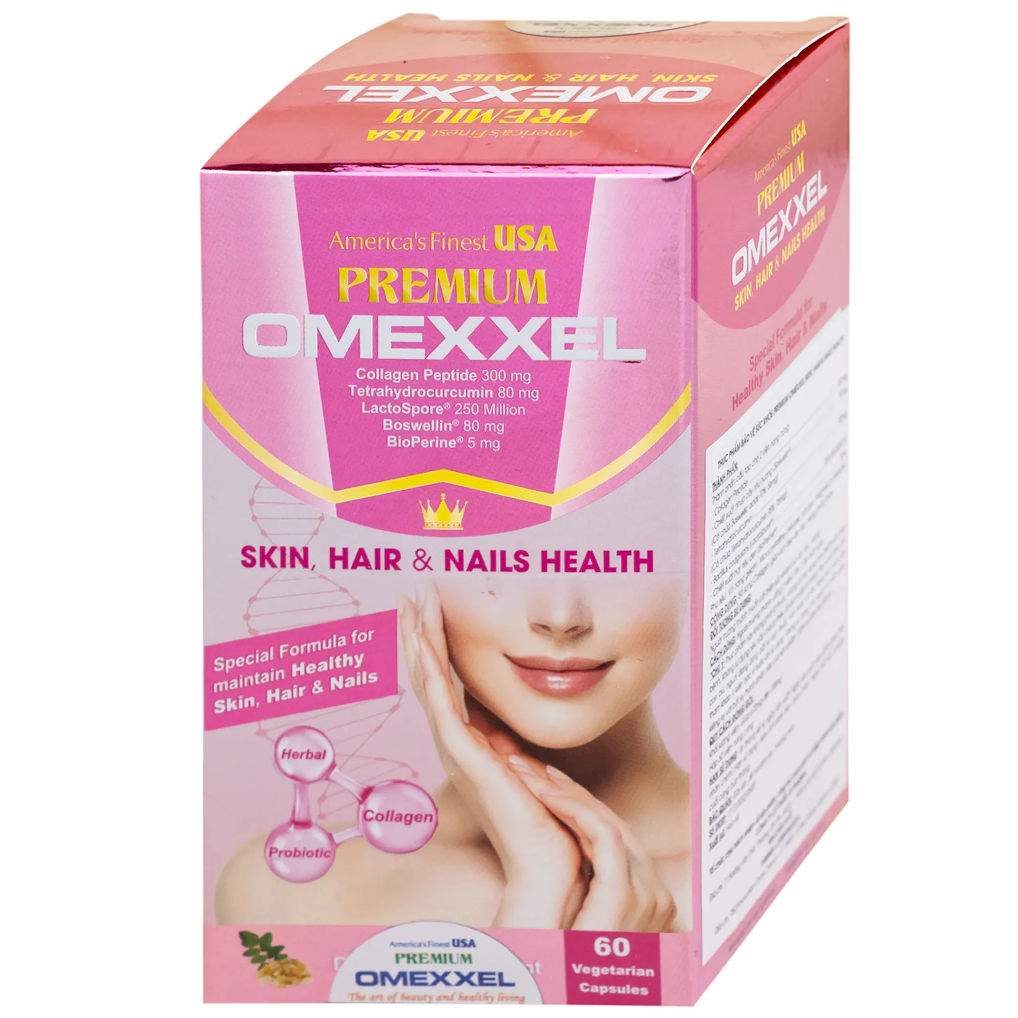 VIÊN UỐNG CẢI THIỆN DA, TÓC, MÓNG PREMIUM OMEXXEL SKIN, HAIR & NAILS HEALTH 60V 8