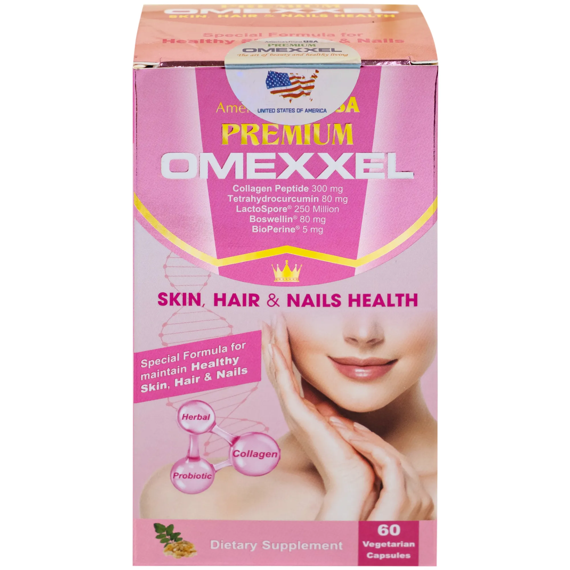 VIÊN UỐNG CẢI THIỆN DA, TÓC, MÓNG PREMIUM OMEXXEL SKIN, HAIR & NAILS HEALTH 60V 9