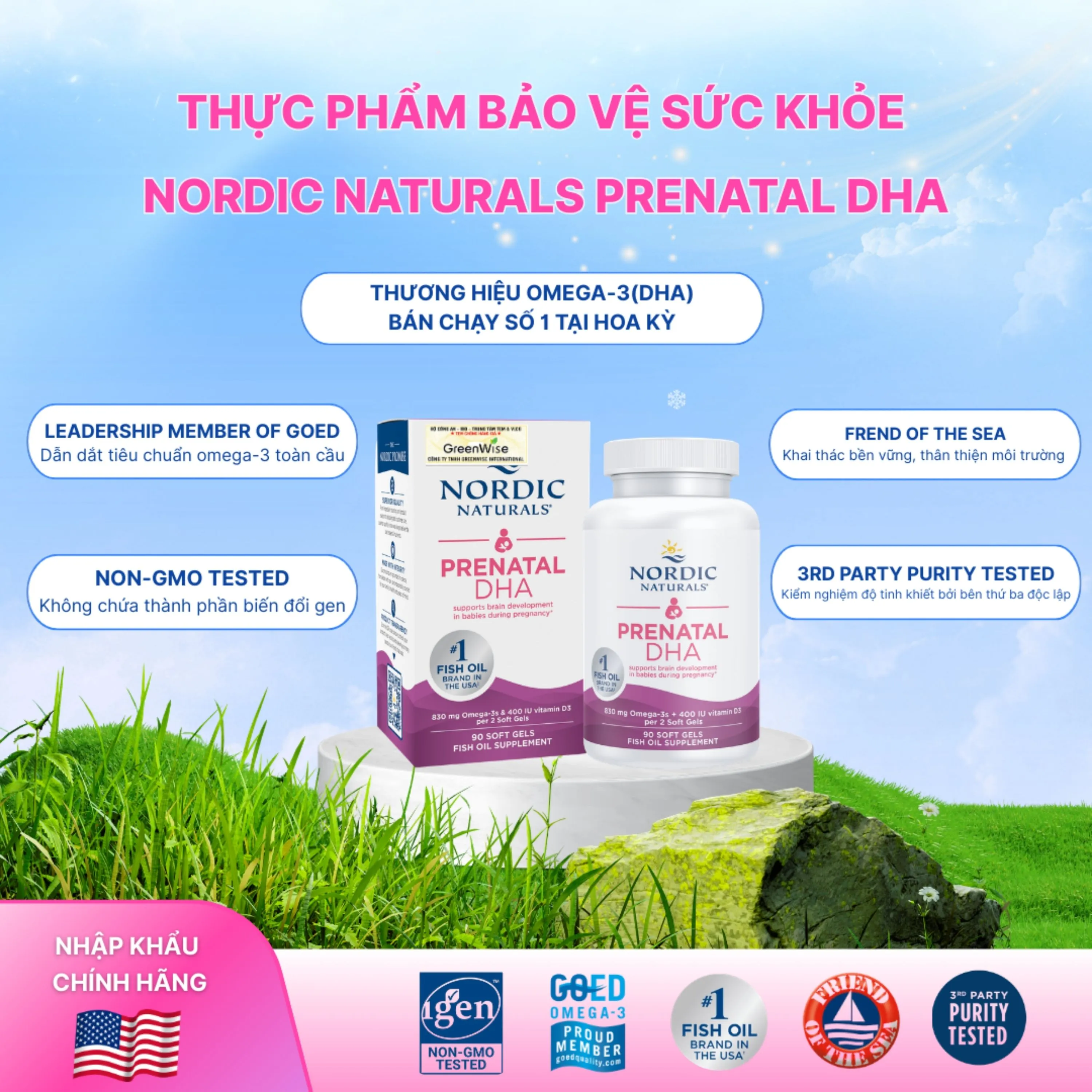 VIÊN UỐNG CHO PHỤ NỮ MANG THAI VÀ CHO CON BÚ NORDIC NATURALS PRENATAL DHA 90V 2