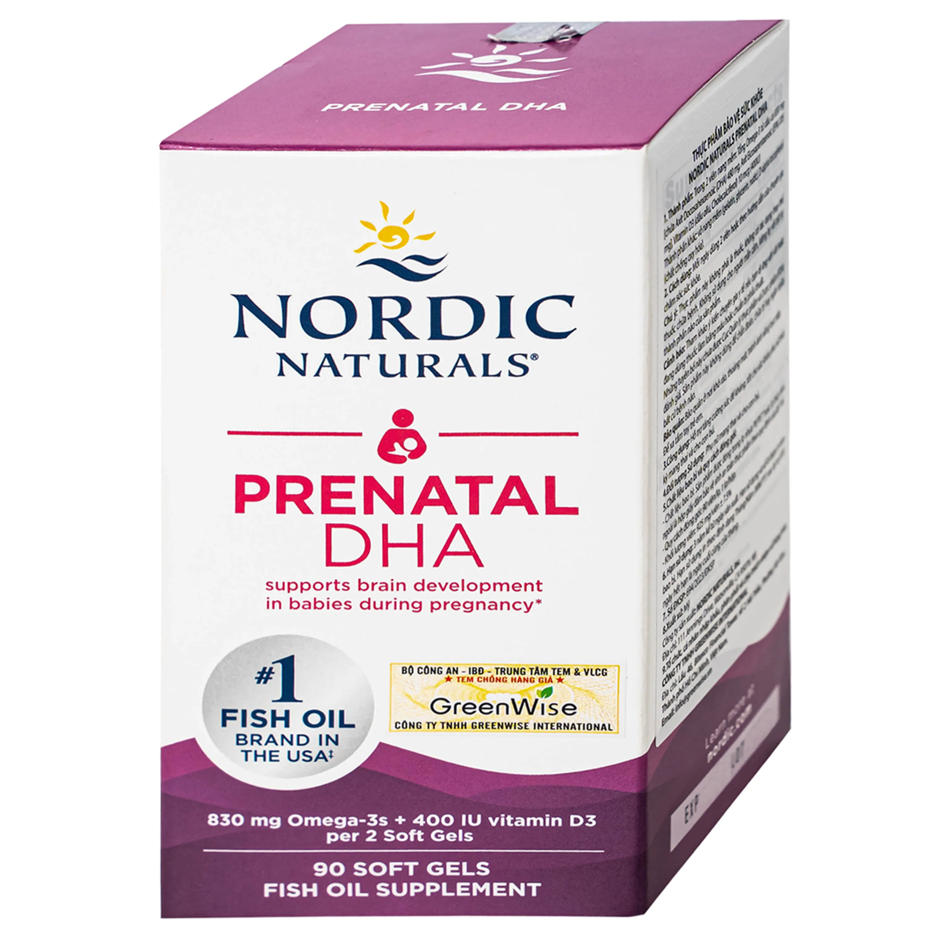VIÊN UỐNG CHO PHỤ NỮ MANG THAI VÀ CHO CON BÚ NORDIC NATURALS PRENATAL DHA 90V 13