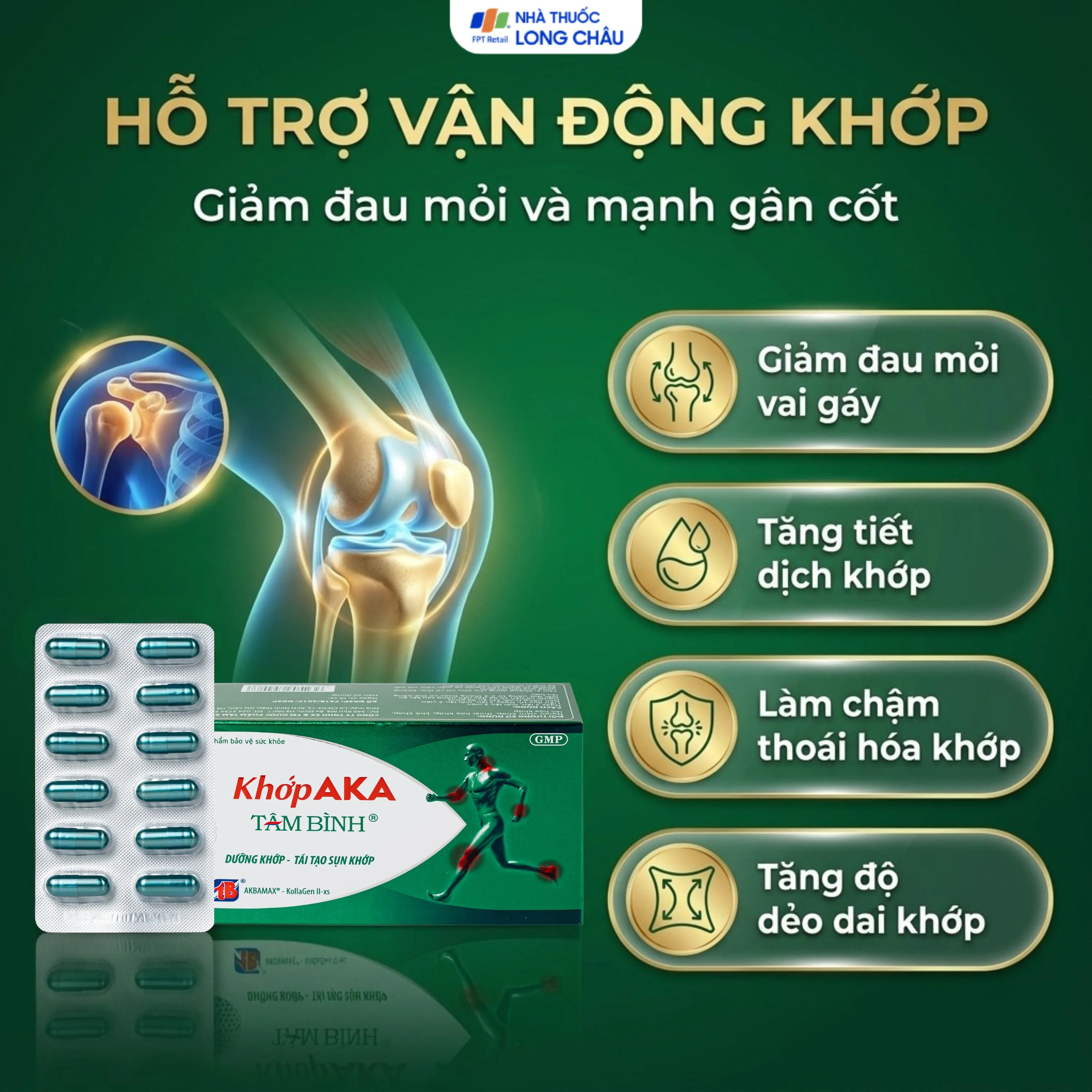 VIÊN UỐNG DƯỠNG KHỚP, TÁI TẠO SỤN KHỚP AKA TÂM BÌNH 5X12 4