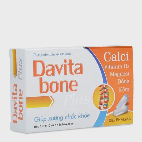 Viên uống DHG PHARMA Davita Bone Plus hỗ trợ giảm nguy cơ loãng xương (Hộp 30 viên)