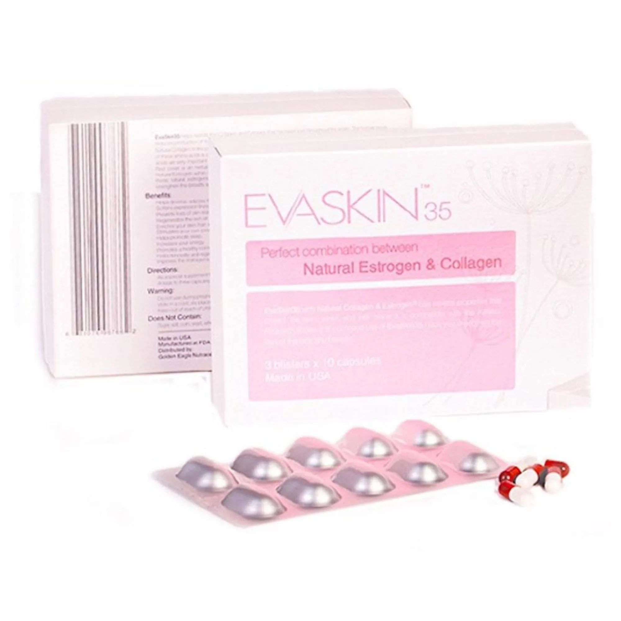 Viên uống Evaskin 35 GMP – Cải thiện đàn hồi da, giảm nếp nhăn (Hộp 3 vỉ x 10 viên) 4