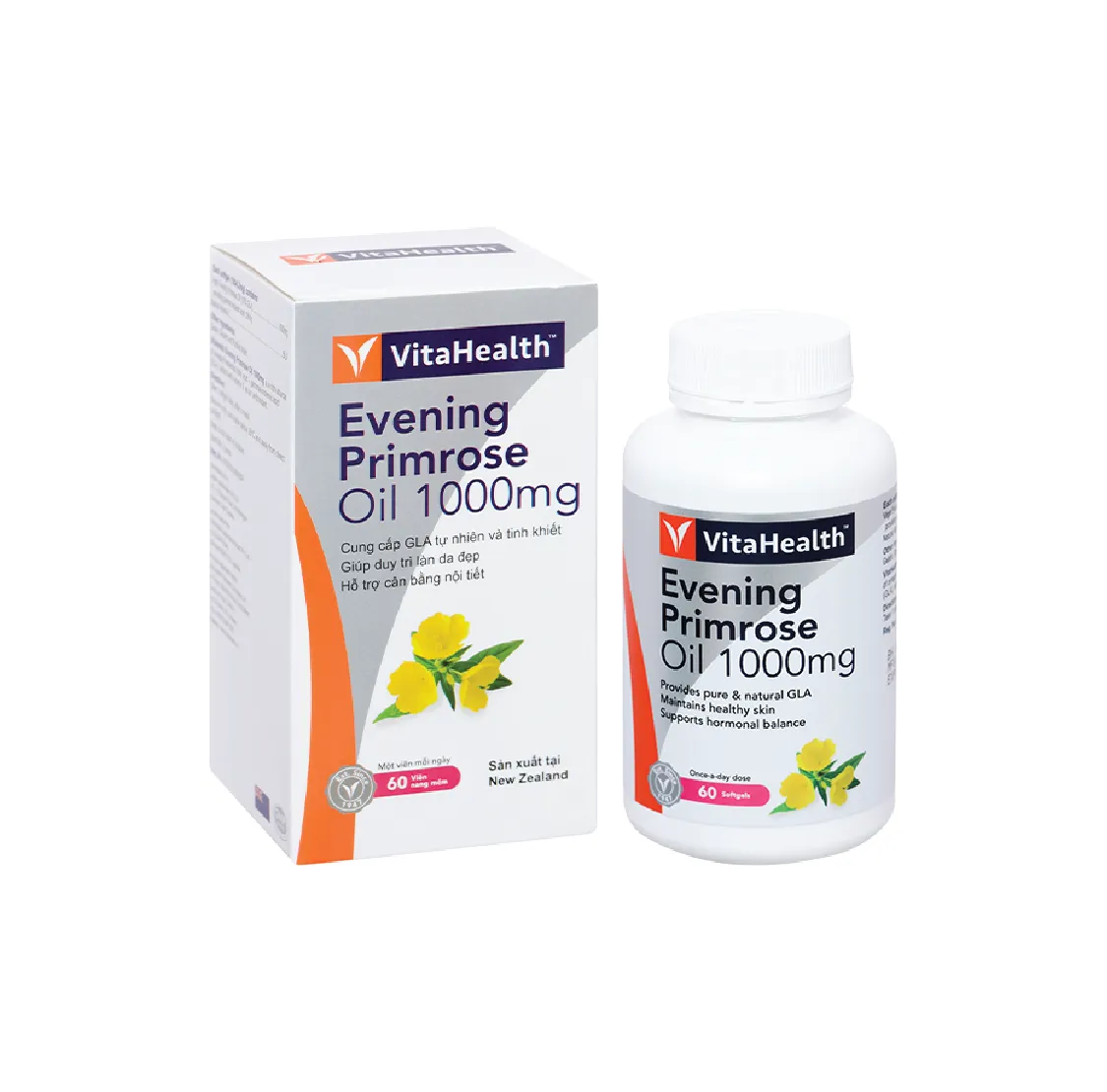 Viên uống Evening Primrose Oil VitaHealth hỗ trợ cân bằng nội tiết tố nữ (Hộp 60 viên)