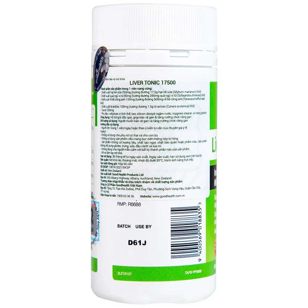 VIÊN UỐNG GIẢI ĐỘC GAN GOODHEALTH LIVER TONIC 17500 60V 5