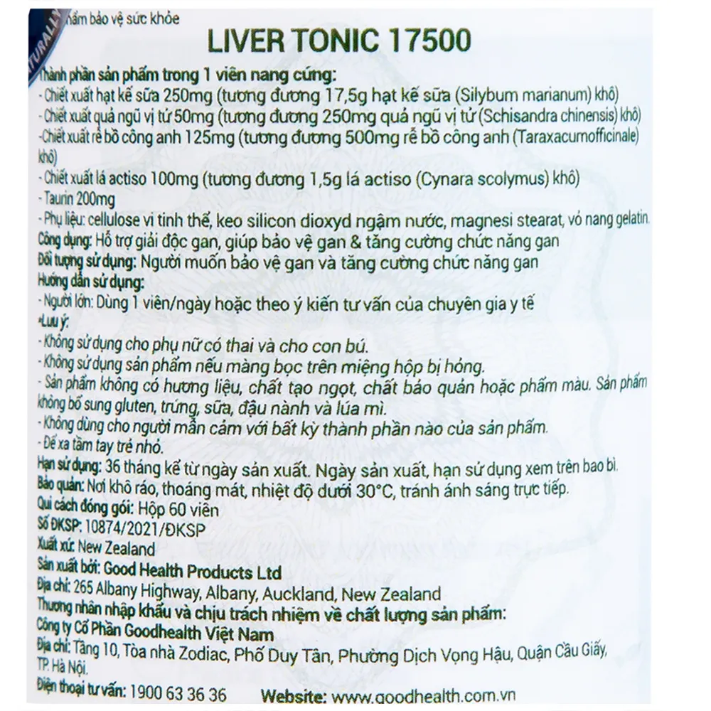 VIÊN UỐNG GIẢI ĐỘC GAN GOODHEALTH LIVER TONIC 17500 60V 9
