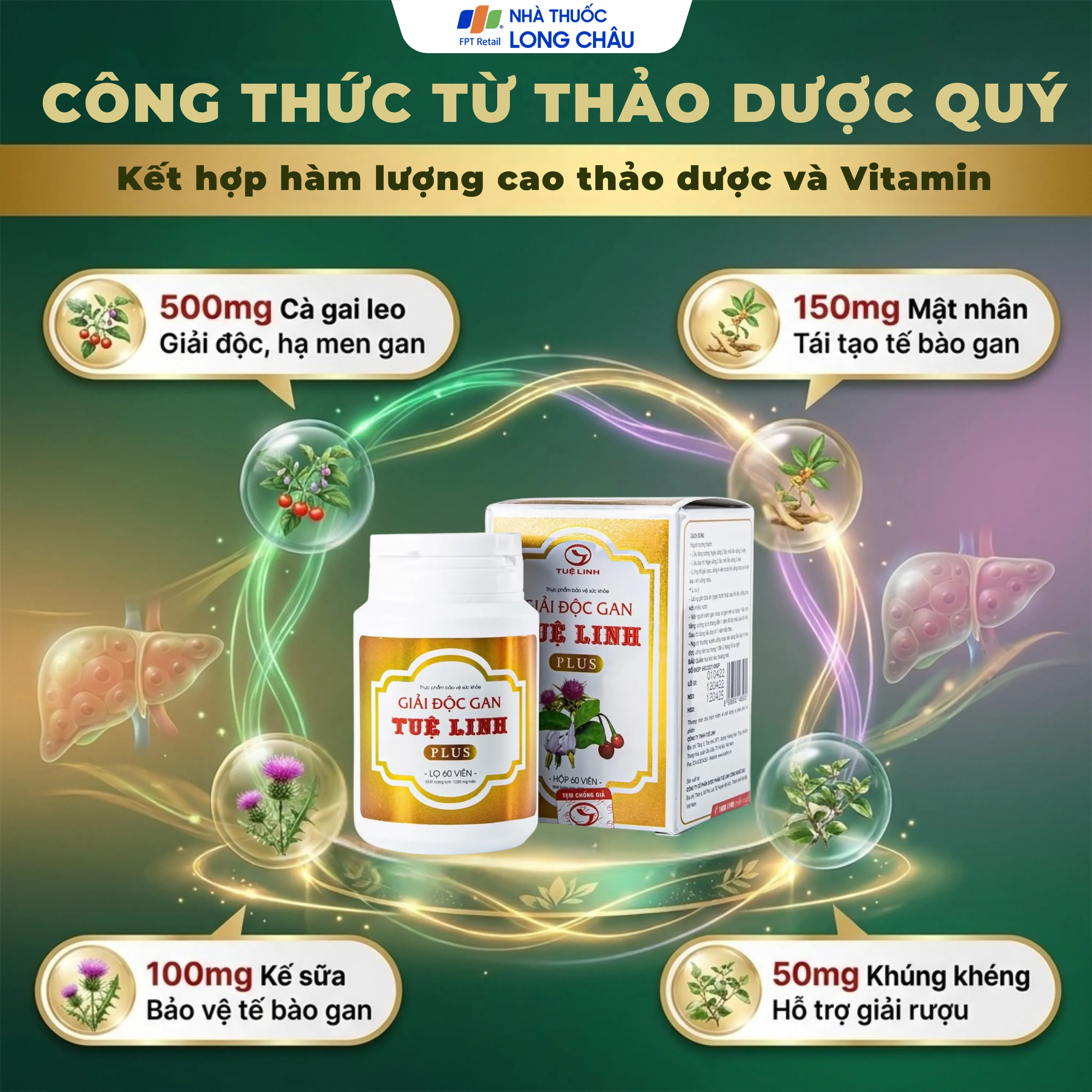 VIÊN UỐNG GIẢI ĐỘC GAN TUỆ LINH PLUS 60V 3