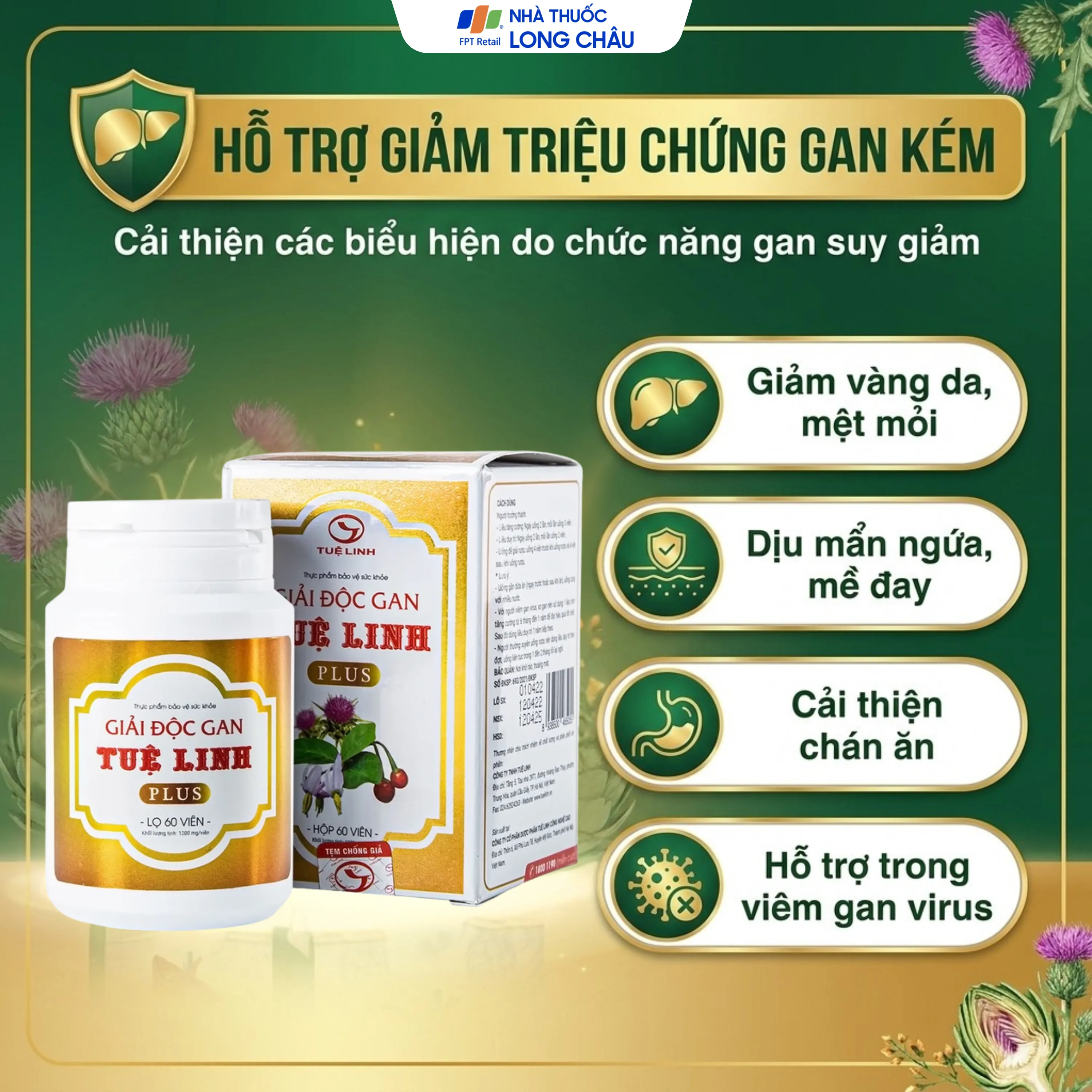 VIÊN UỐNG GIẢI ĐỘC GAN TUỆ LINH PLUS 60V 4