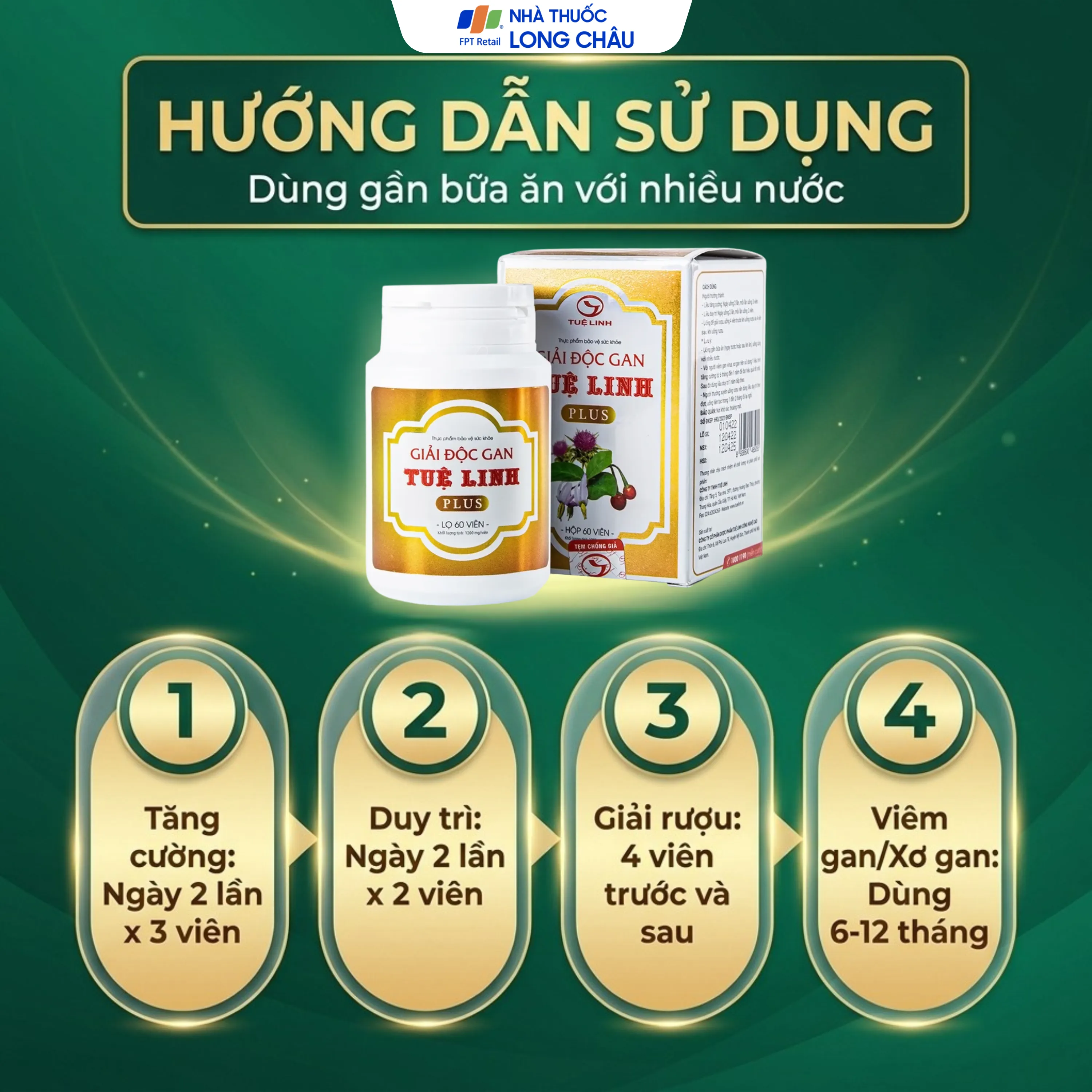 VIÊN UỐNG GIẢI ĐỘC GAN TUỆ LINH PLUS 60V 5