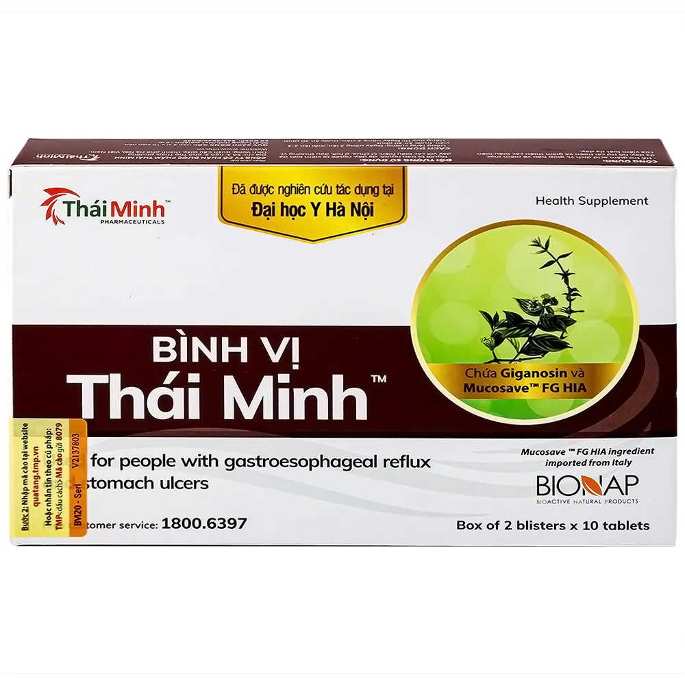 VIÊN UỐNG GIẢM ACID DỊCH VỊ BÌNH VỊ THÁI MINH 2X10 13
