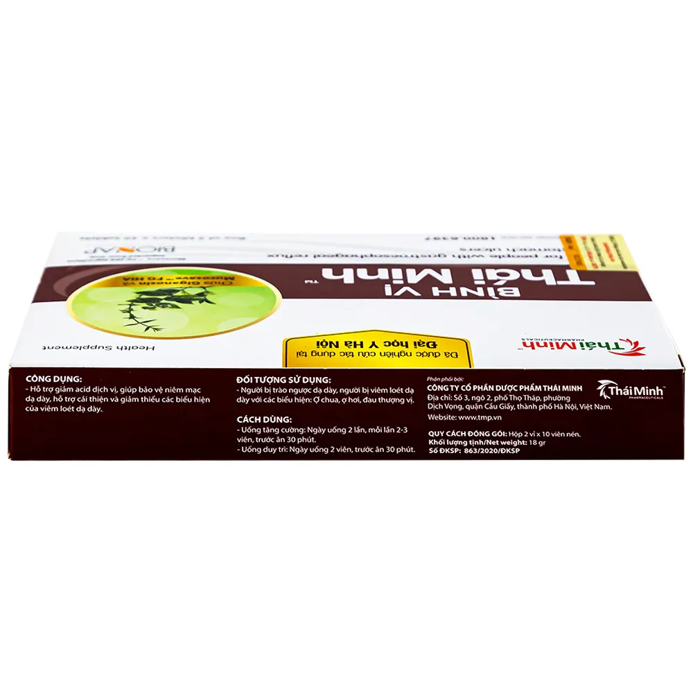 VIÊN UỐNG GIẢM ACID DỊCH VỊ BÌNH VỊ THÁI MINH 2X10 10