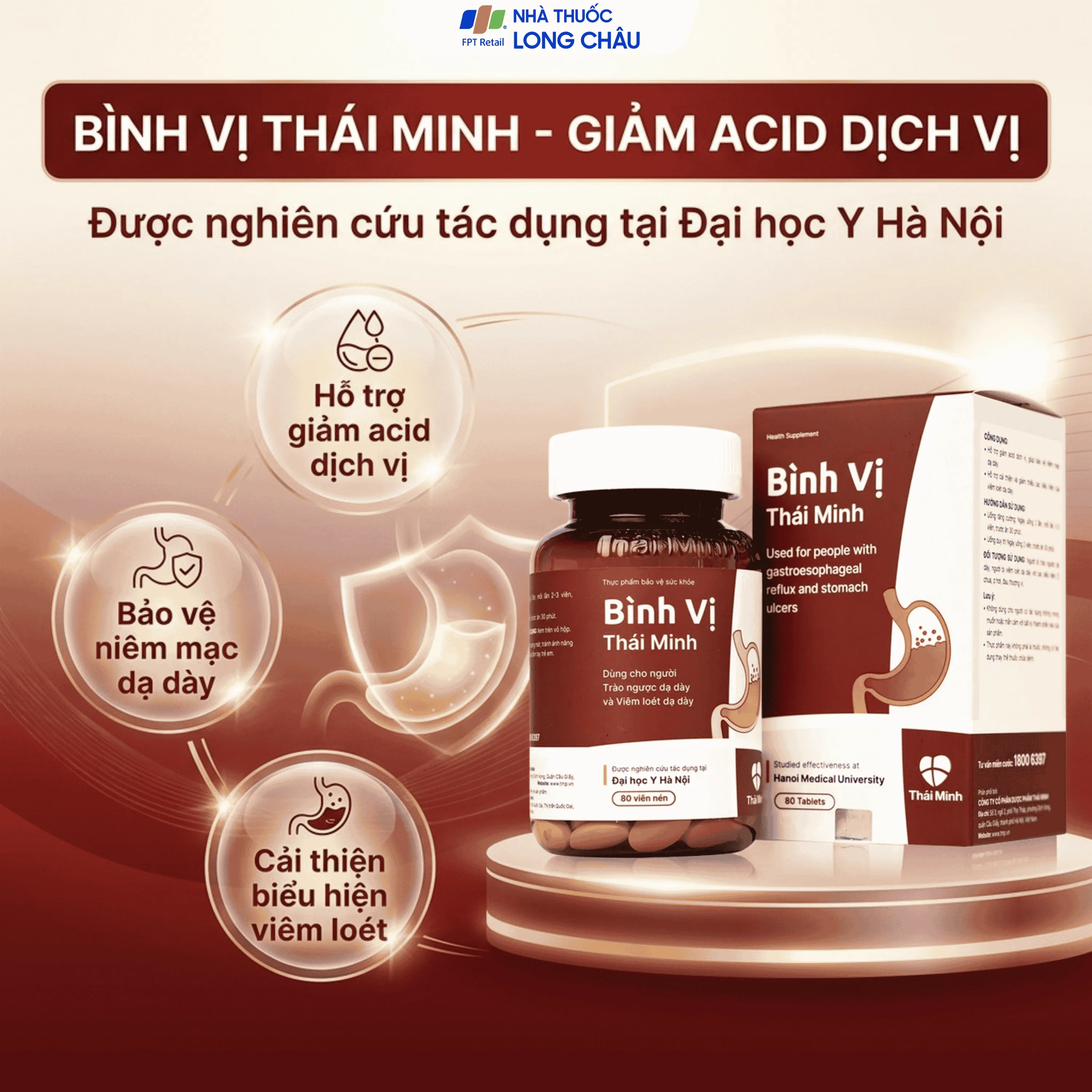VIÊN UỐNG GIẢM ACID DỊCH VỊ BÌNH VỊ THÁI MINH 80V 2