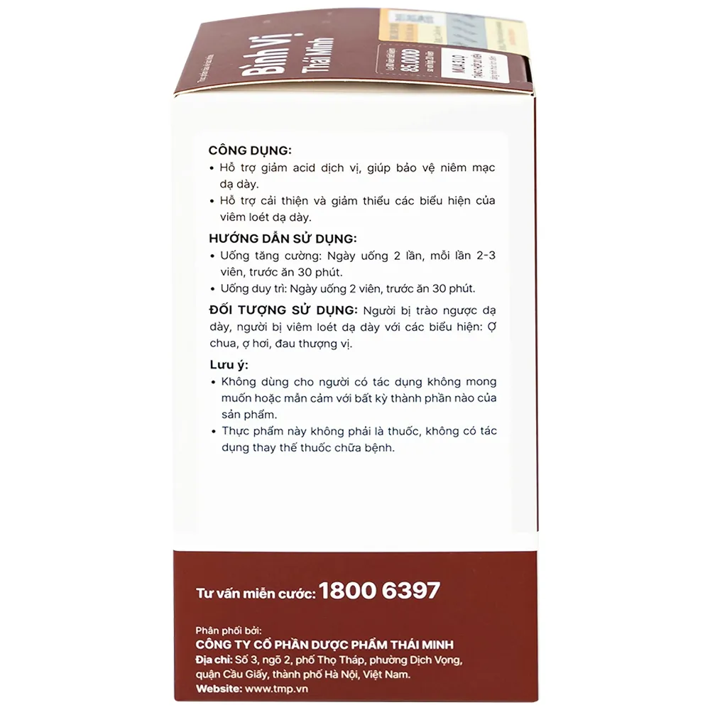 VIÊN UỐNG GIẢM ACID DỊCH VỊ BÌNH VỊ THÁI MINH 80V 10
