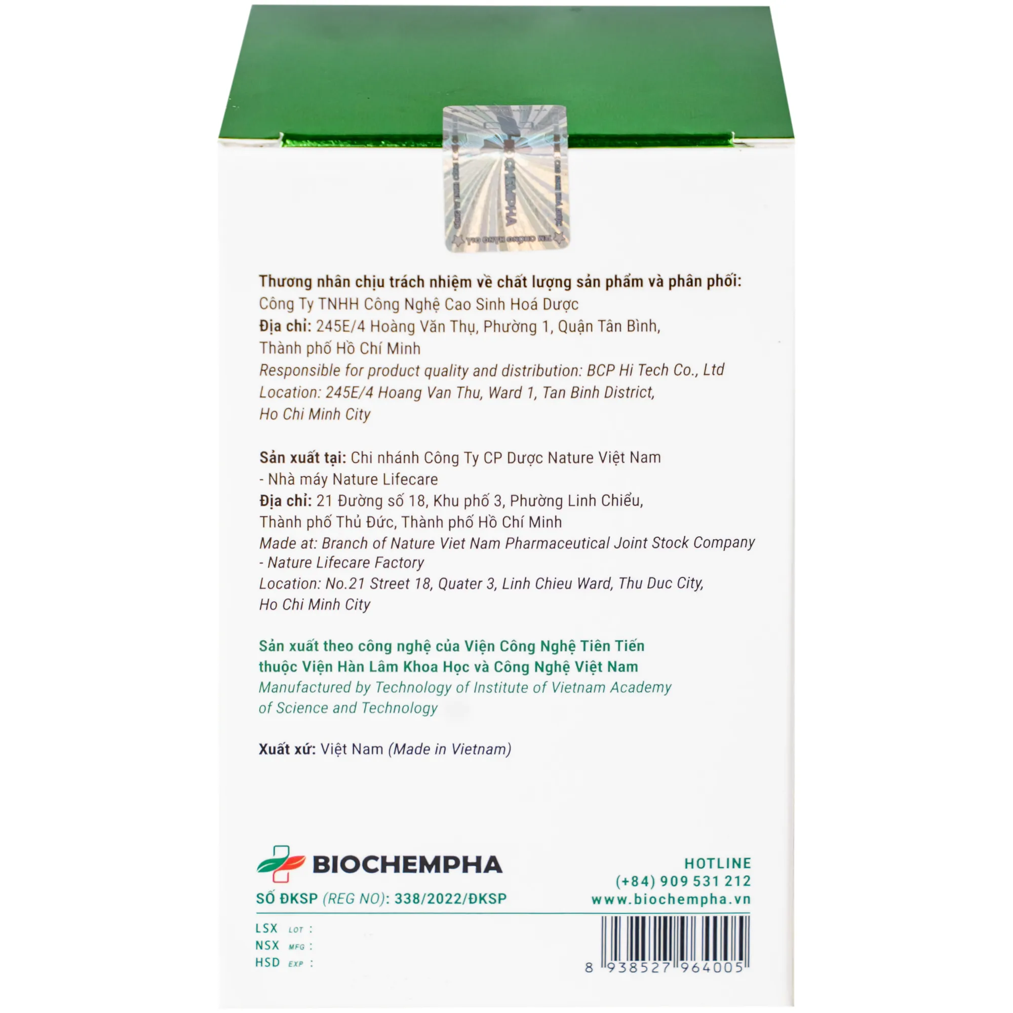 VIÊN UỐNG GIẢM HO NANO ANPACOV BIOCHEMPHA 60V 8