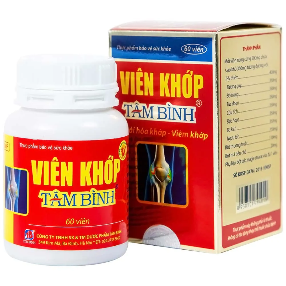 VIÊN UỐNG GIẢM THOÁI HÓA KHỚP VIÊN KHỚP TÂM BÌNH 60V