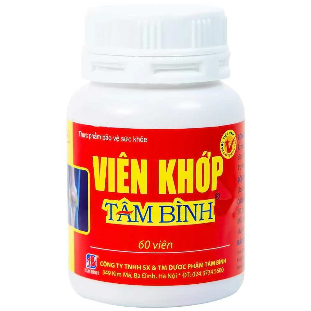 VIÊN UỐNG GIẢM THOÁI HÓA KHỚP VIÊN KHỚP TÂM BÌNH 60V 12