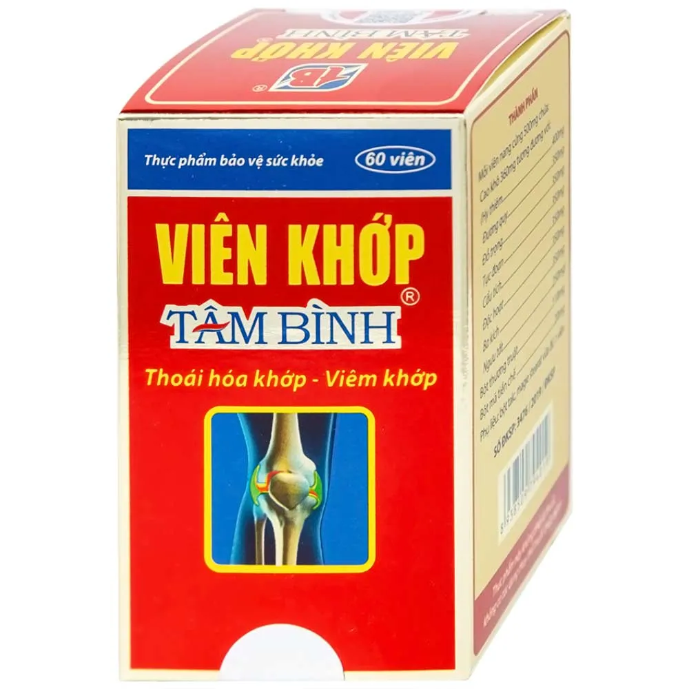 VIÊN UỐNG GIẢM THOÁI HÓA KHỚP VIÊN KHỚP TÂM BÌNH 60V 7