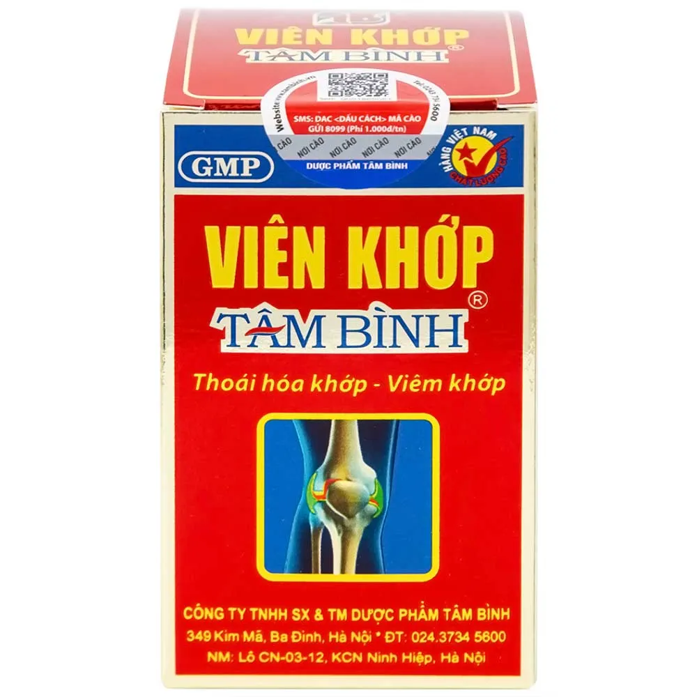 VIÊN UỐNG GIẢM THOÁI HÓA KHỚP VIÊN KHỚP TÂM BÌNH 60V 9