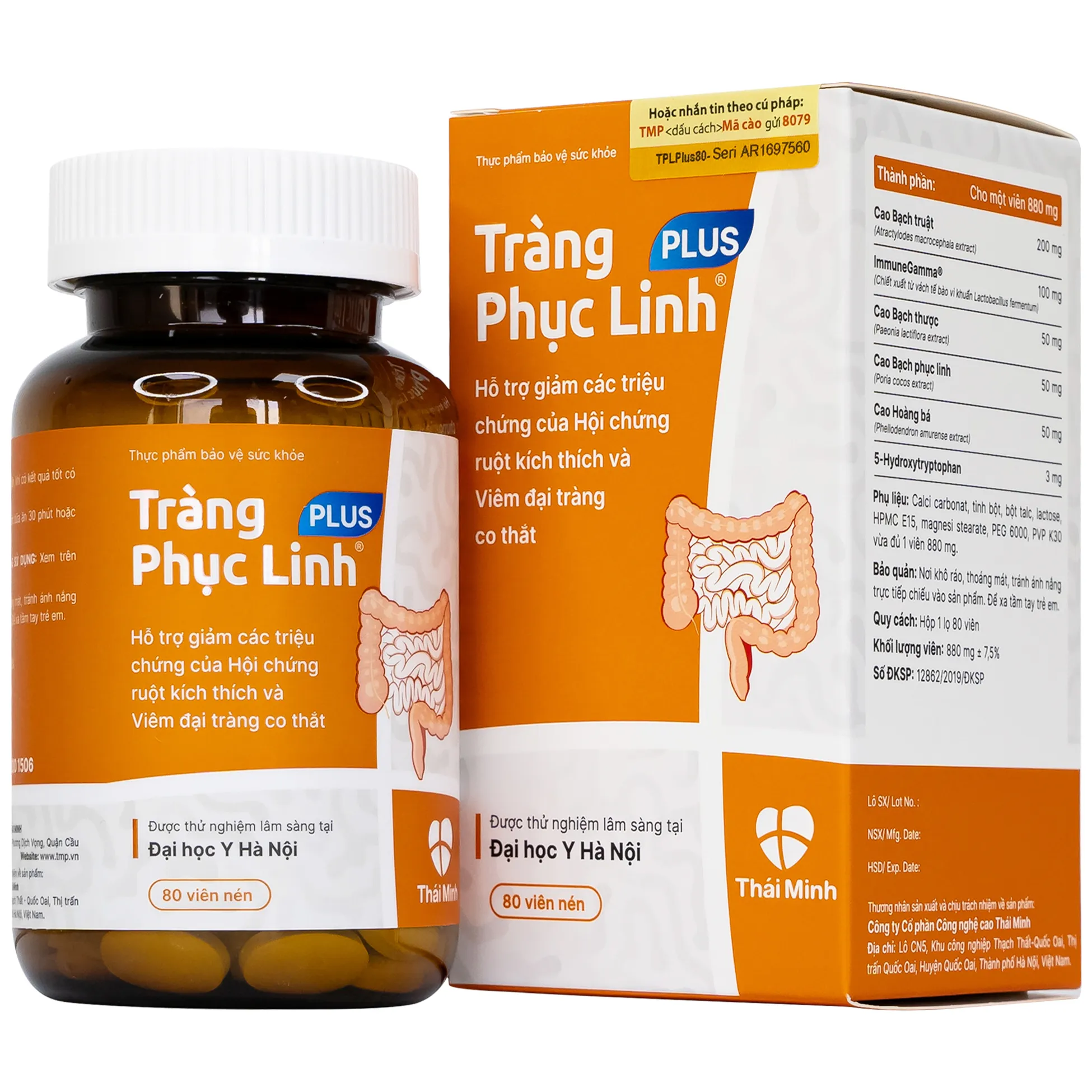 VIÊN UỐNG GIẢM TRIỆU CHỨNG RUỘT KÍCH THÍCH TRÀNG PHỤC LINH PLUS THÁI MINH 80V