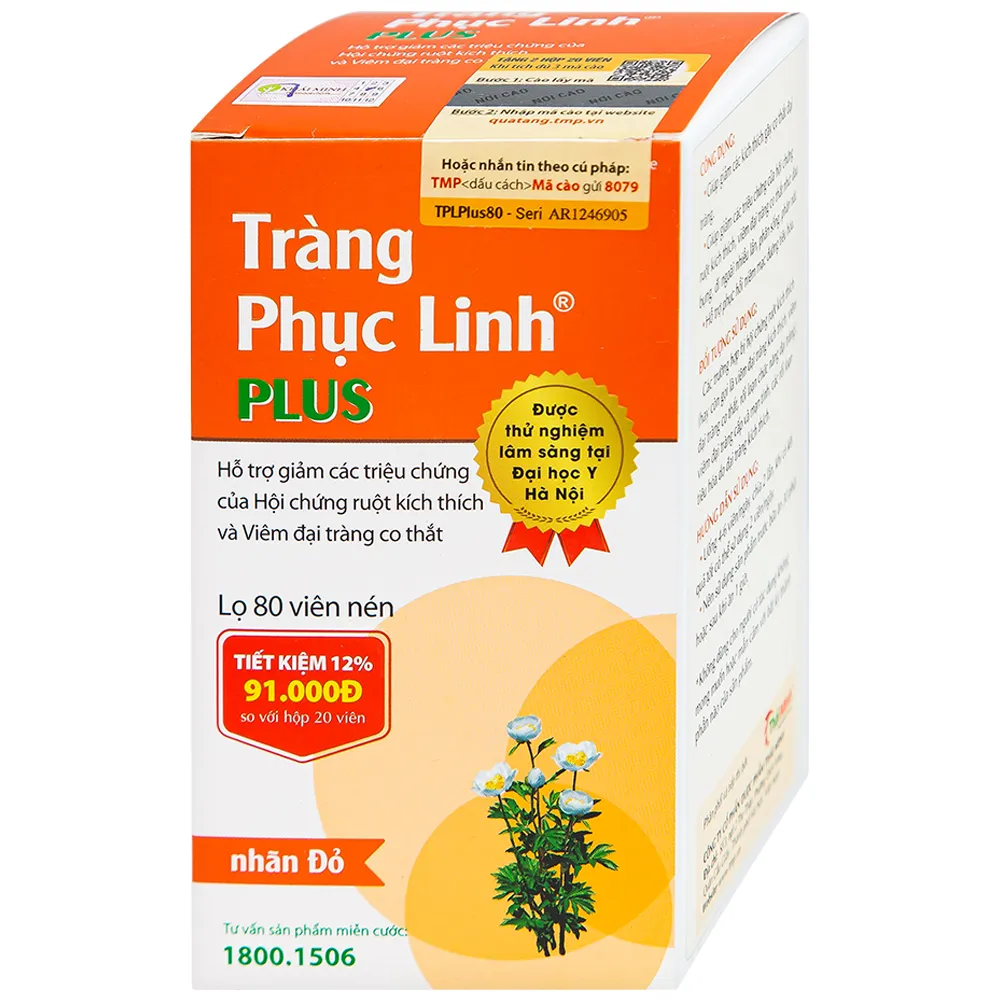 VIÊN UỐNG GIẢM TRIỆU CHỨNG RUỘT KÍCH THÍCH TRÀNG PHỤC LINH PLUS THÁI MINH 80V 16