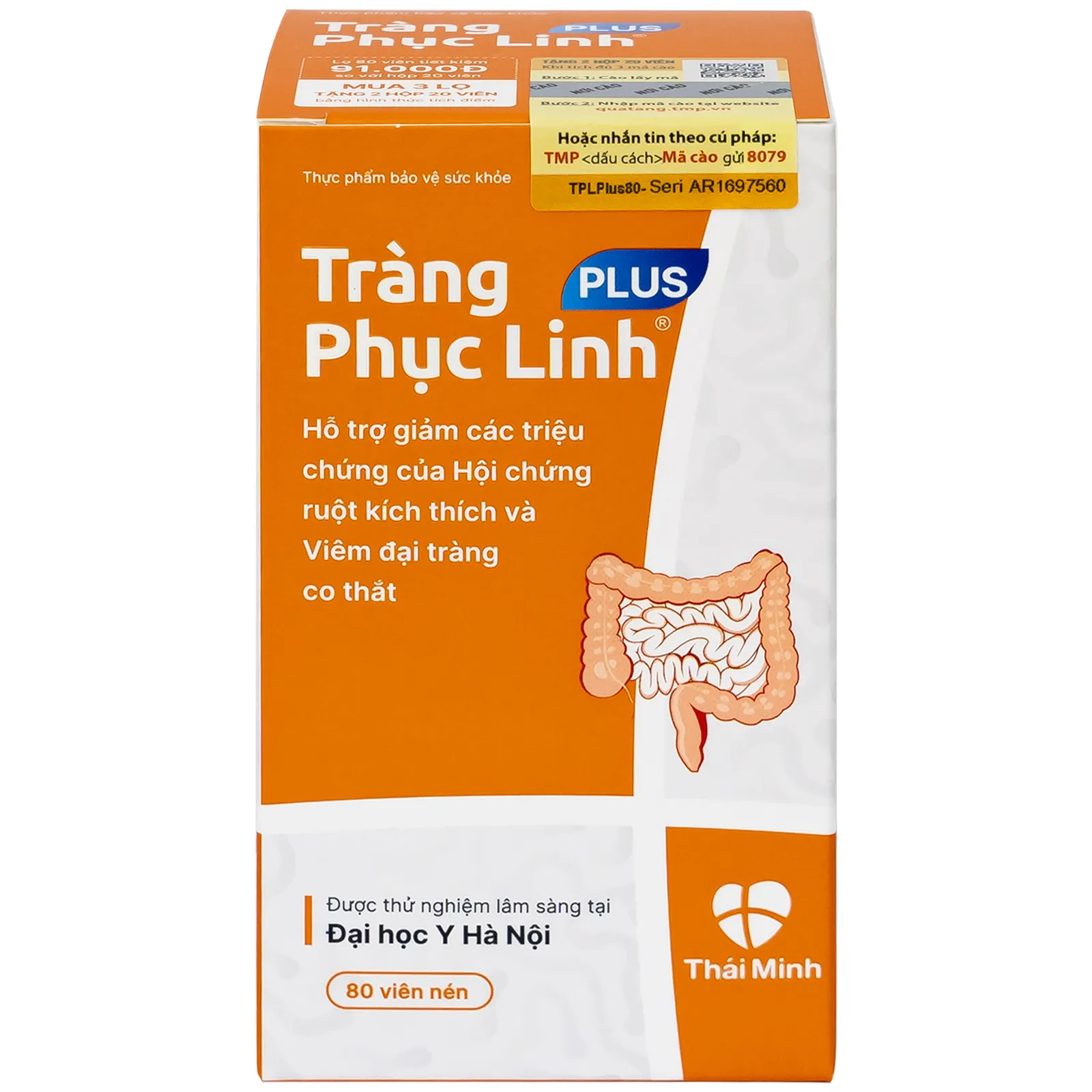 VIÊN UỐNG GIẢM TRIỆU CHỨNG RUỘT KÍCH THÍCH TRÀNG PHỤC LINH PLUS THÁI MINH 80V 4