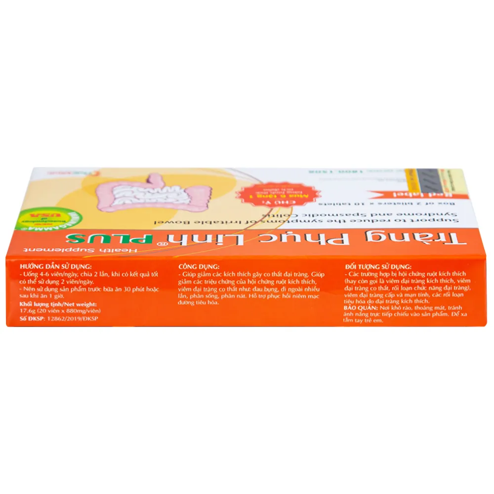 VIÊN UỐNG GIẢM TRIỆU CHỨNG RUỘT KÍCH THÍCH TRÀNG PHỤC LINH PLUS THÁI MINH 2X10 12