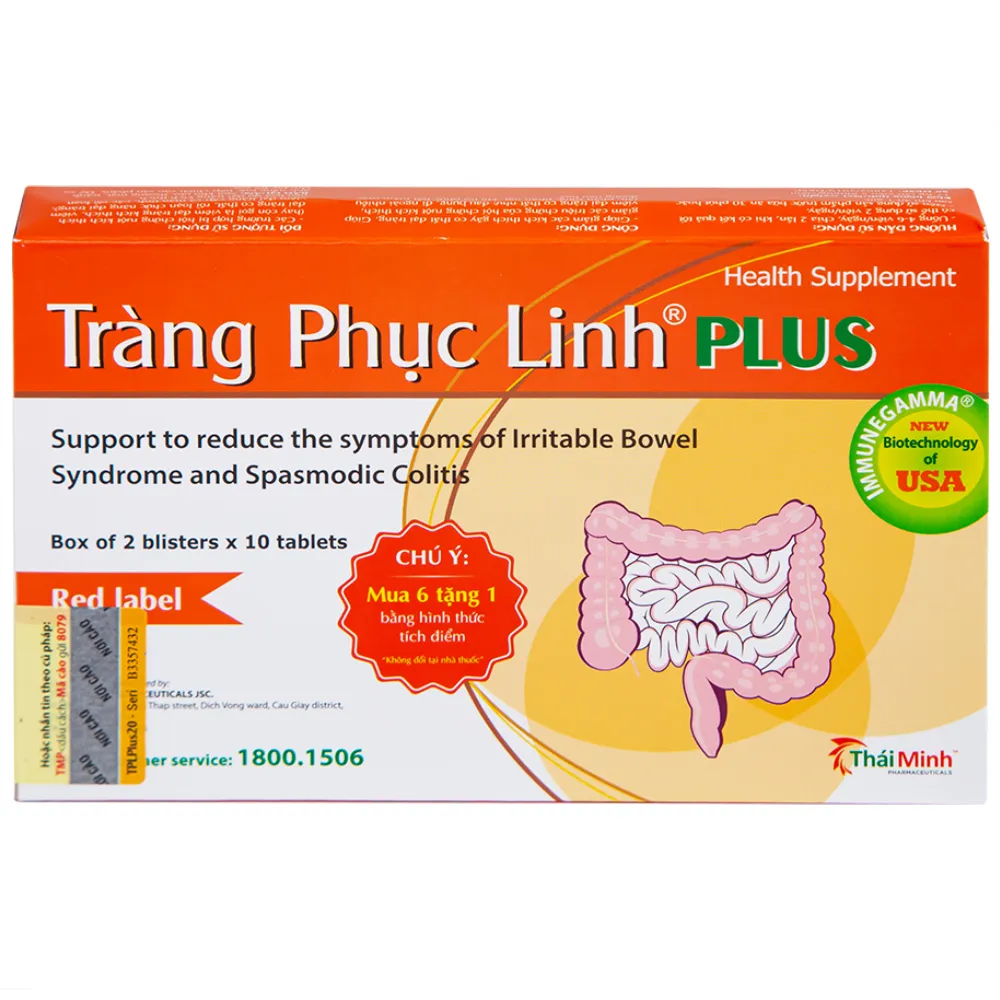 VIÊN UỐNG GIẢM TRIỆU CHỨNG RUỘT KÍCH THÍCH TRÀNG PHỤC LINH PLUS THÁI MINH 2X10 16