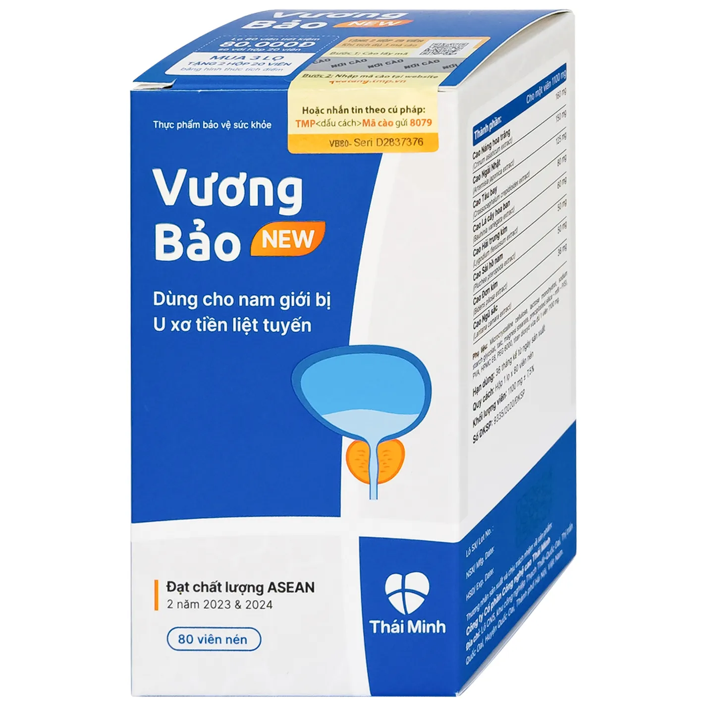 VIÊN UỐNG GIẢM U XƠ TIỀN LIỆT TUYẾN VƯƠNG BẢO NEW 80V 3