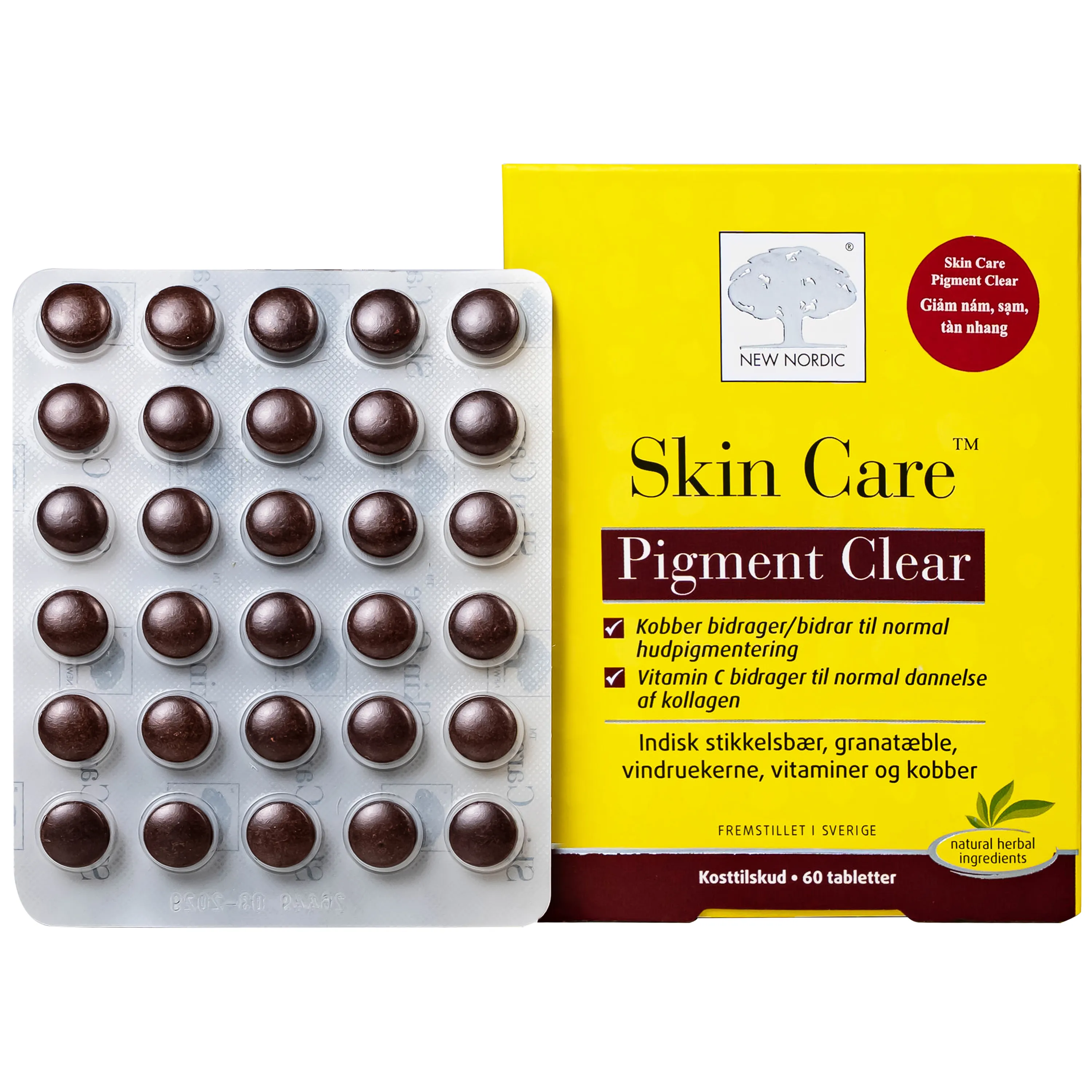 VIÊN UỐNG GIẢM VẾT THÂM, SẠM,TÀN NHANG, GIÚP DA SÁNG MỊN SKIN CARE PIGMENT CLEAR NEW NORDIC 60V