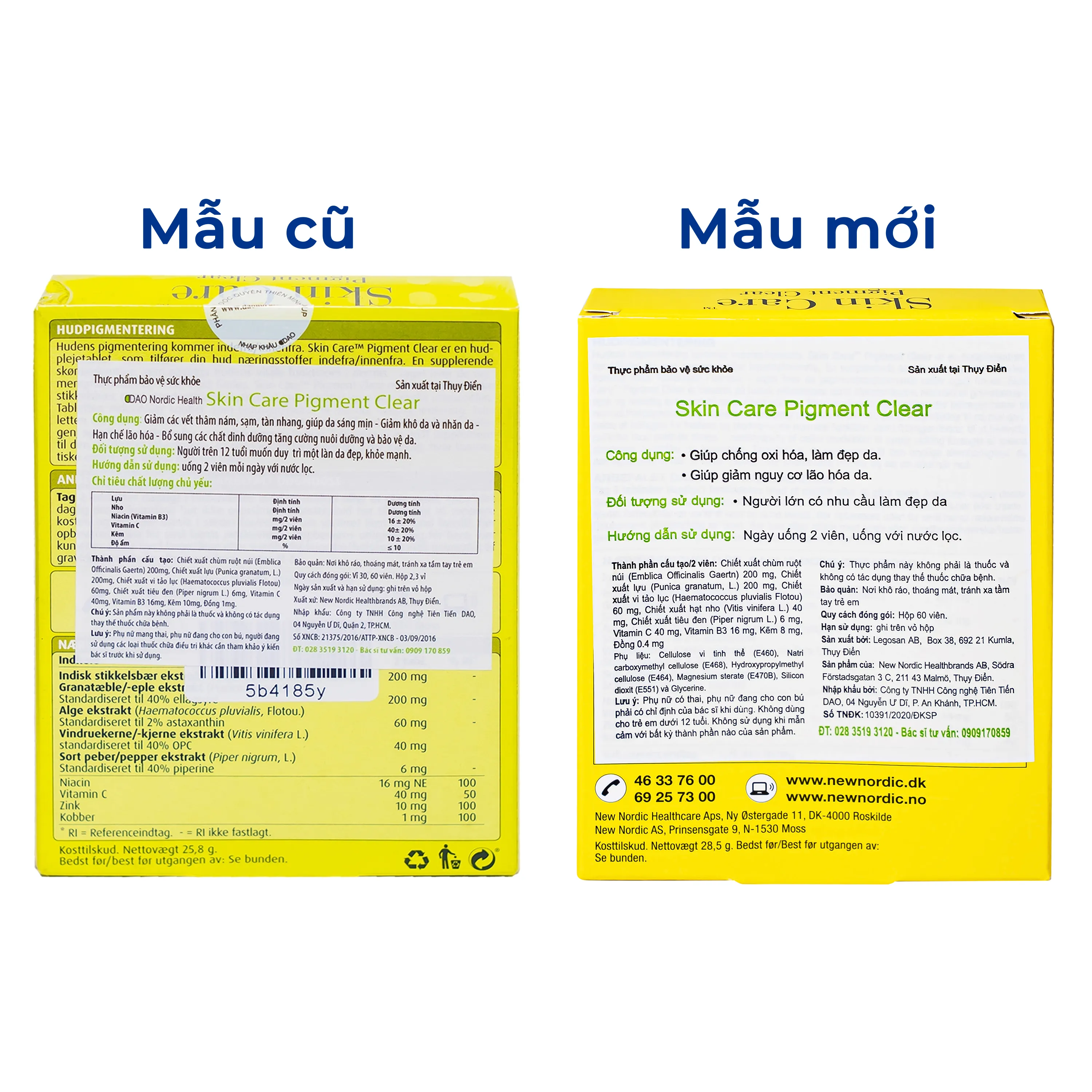 VIÊN UỐNG GIẢM VẾT THÂM, SẠM,TÀN NHANG, GIÚP DA SÁNG MỊN SKIN CARE PIGMENT CLEAR NEW NORDIC 60V 6