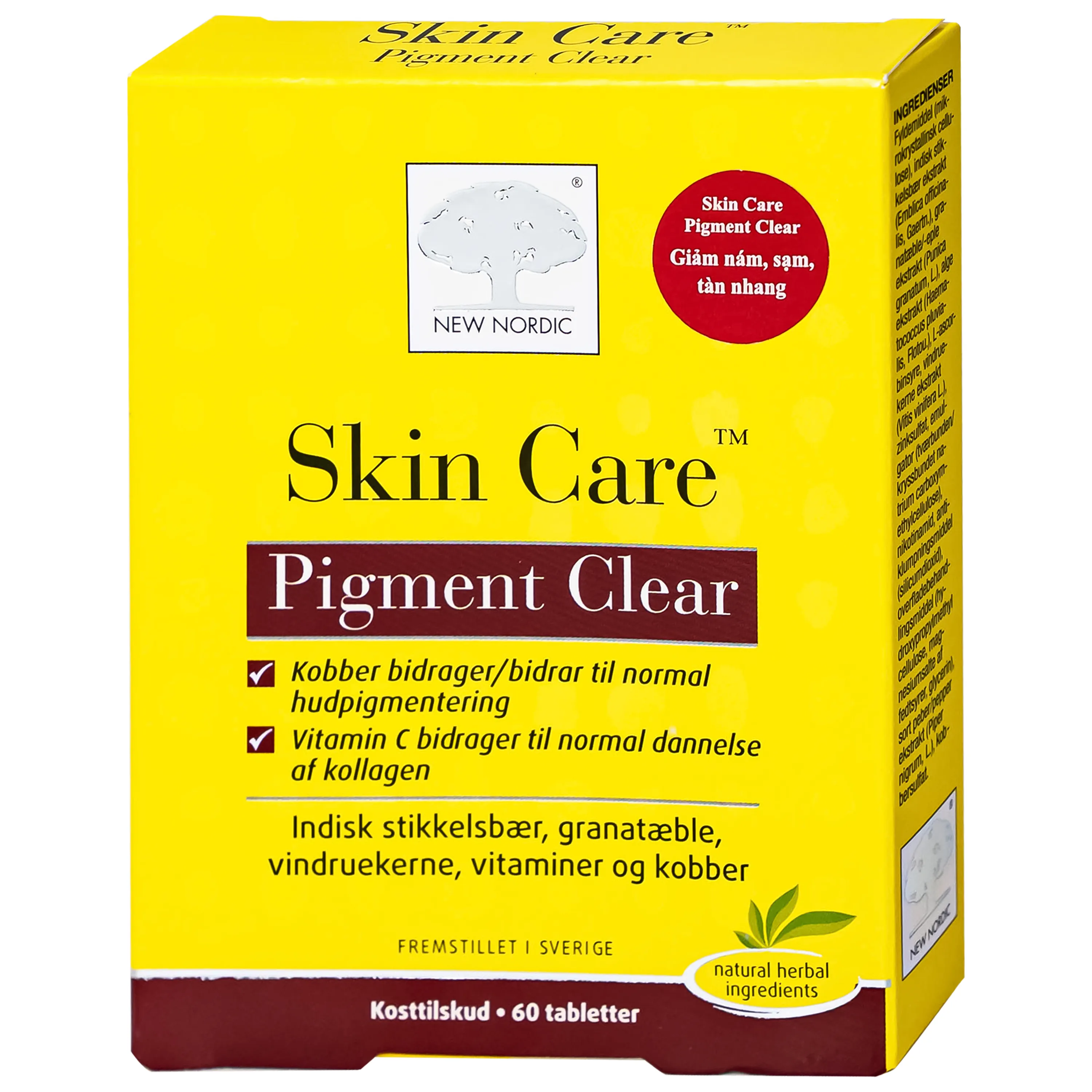 VIÊN UỐNG GIẢM VẾT THÂM, SẠM,TÀN NHANG, GIÚP DA SÁNG MỊN SKIN CARE PIGMENT CLEAR NEW NORDIC 60V 7