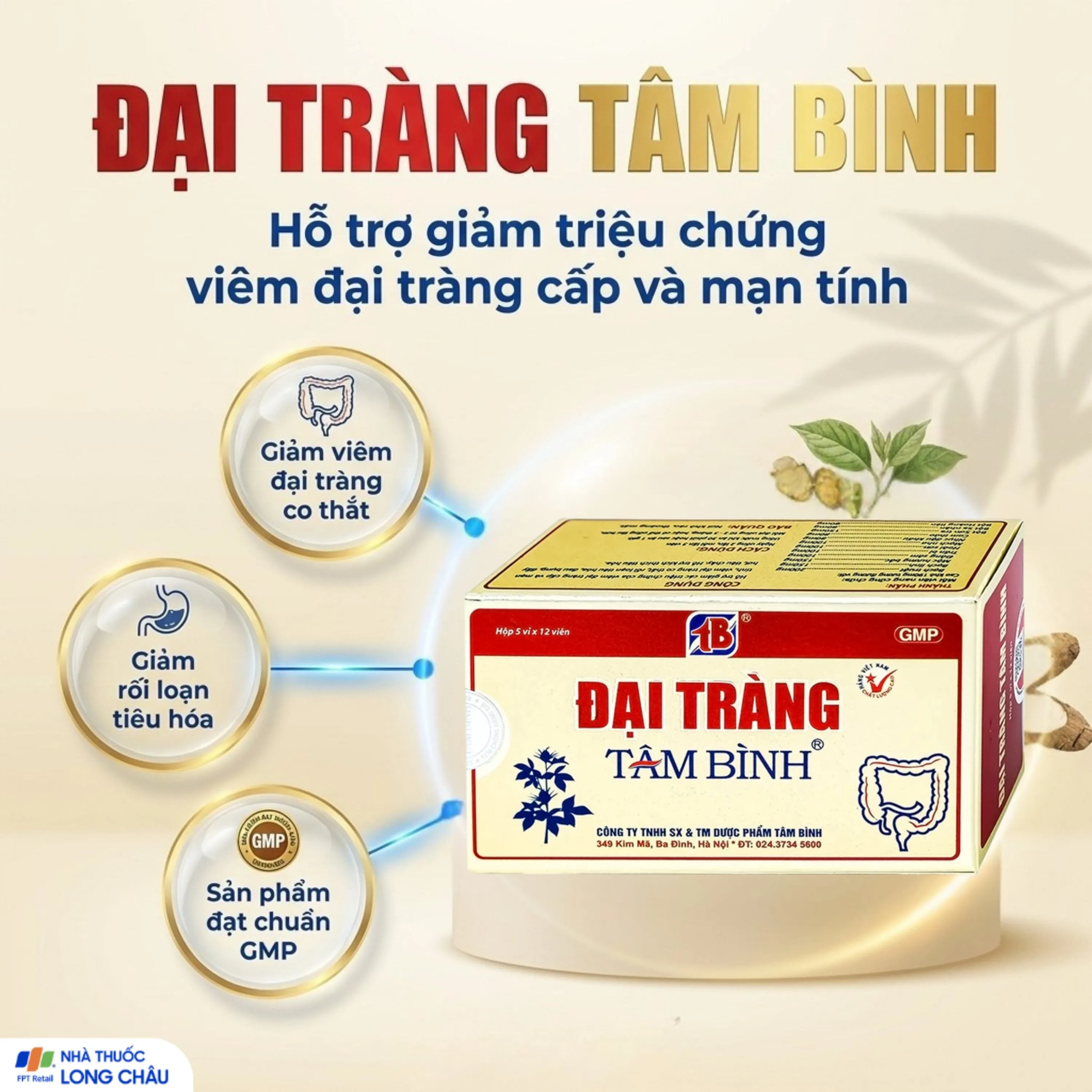 VIÊN UỐNG GIẢM VIÊM ĐẠI TRÀNG TÂM BÌNH 5X12 2