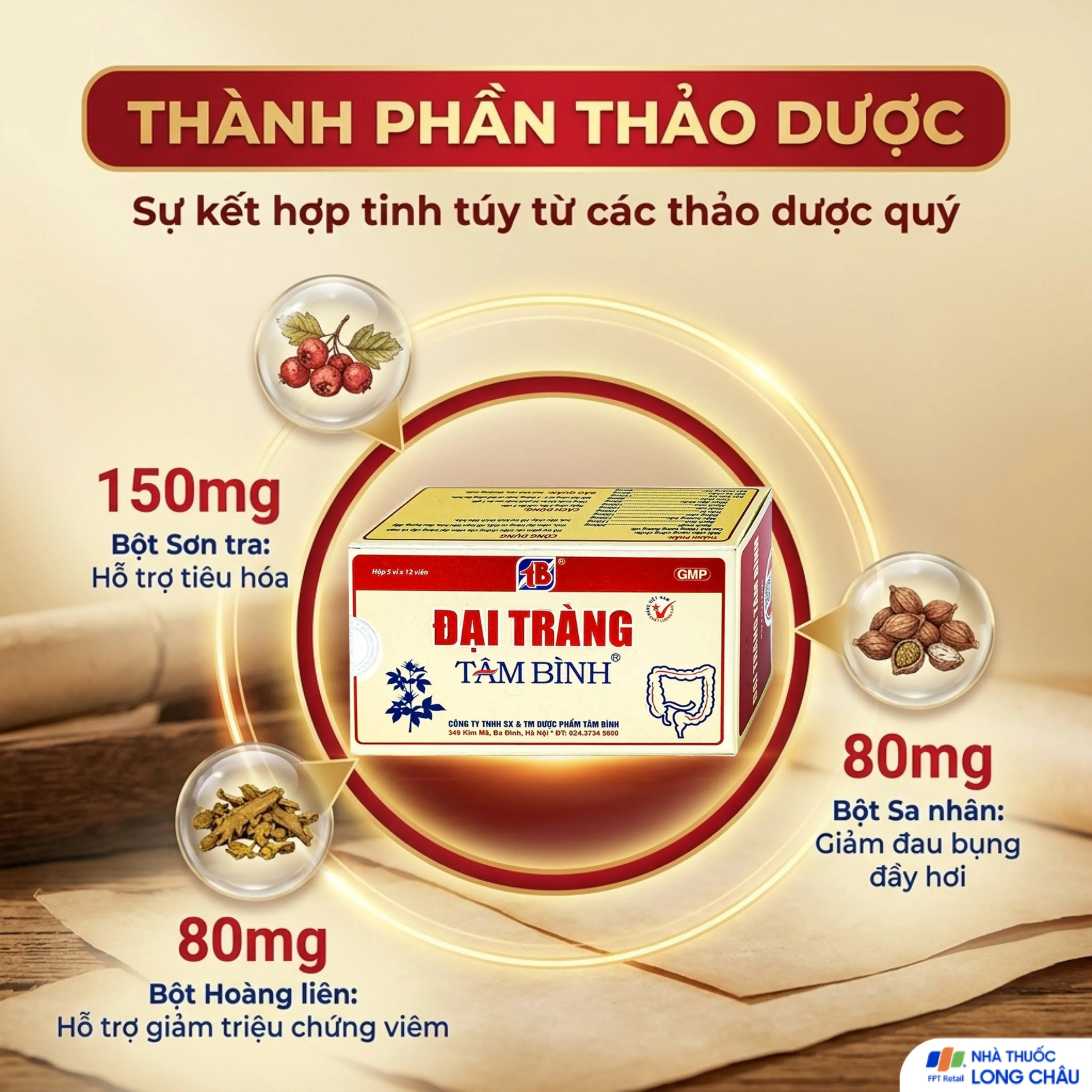 VIÊN UỐNG GIẢM VIÊM ĐẠI TRÀNG TÂM BÌNH 5X12 4