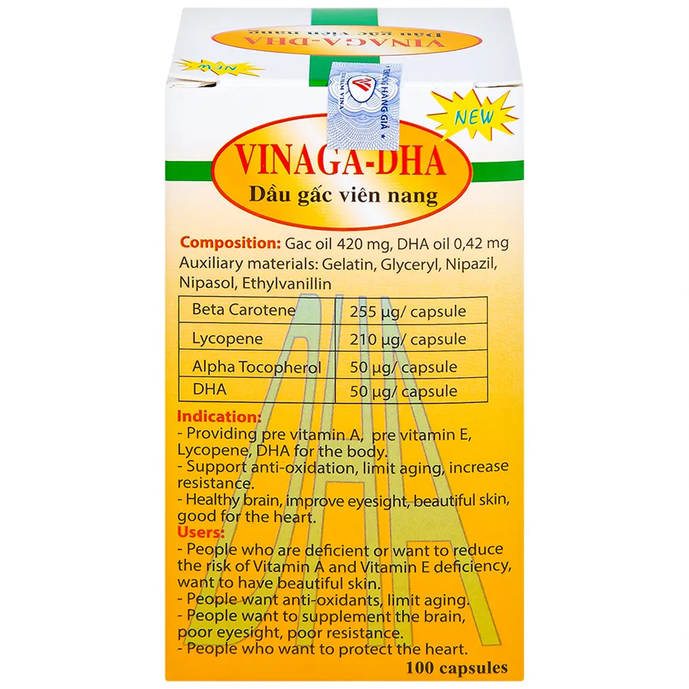 VIÊN UỐNG GIÚP BỔ NÃO DẦU GẤC VIÊN NANG VINAGA - DHA 100V 11