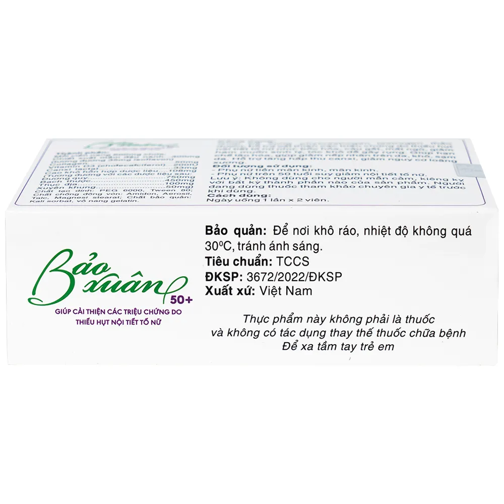 VIÊN UỐNG GIÚP BỔ SUNG NỘI TIẾT TỐ NỮ ESTROGEN BẢO XUÂN 50+ NAM DƯỢC 3X10 12