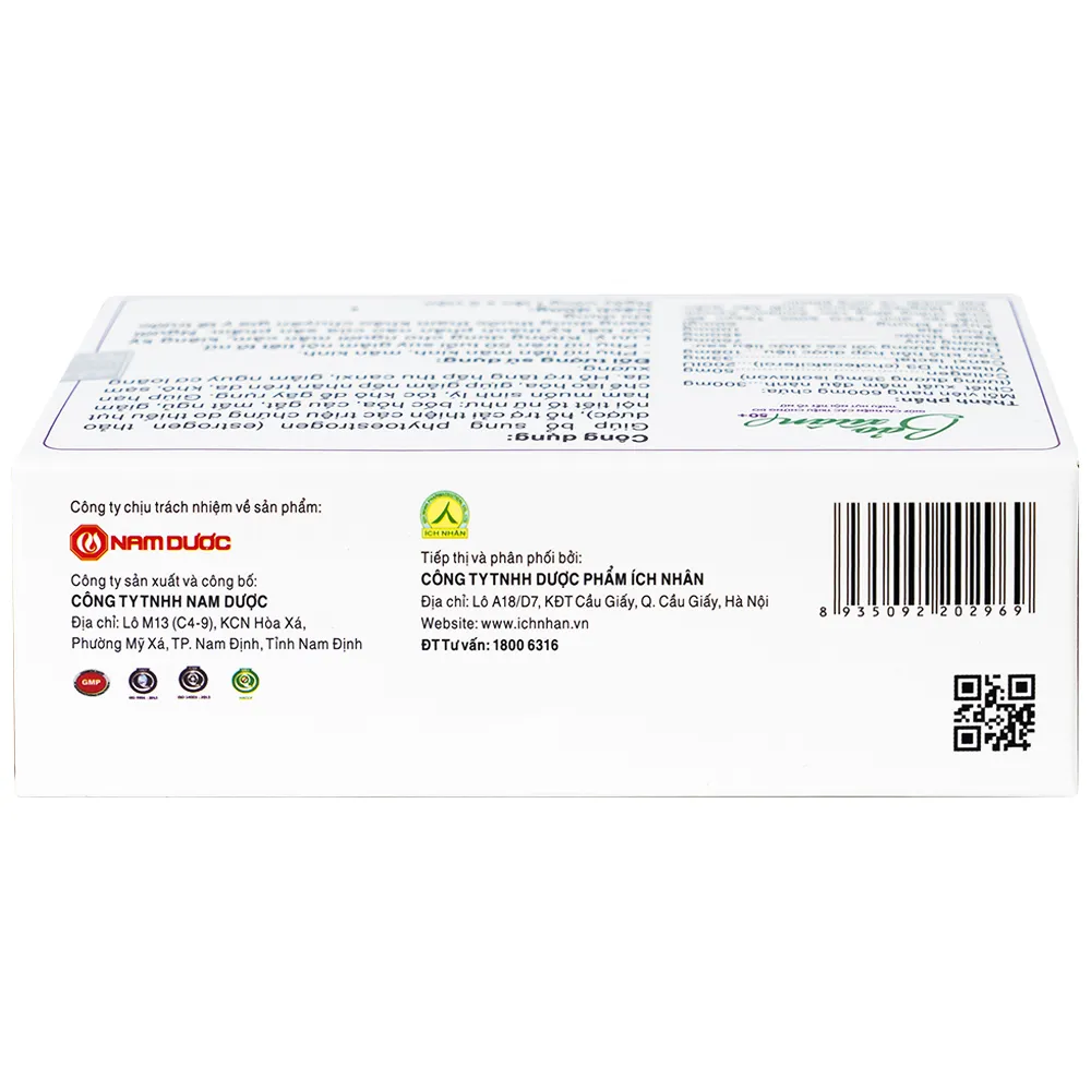 VIÊN UỐNG GIÚP BỔ SUNG NỘI TIẾT TỐ NỮ ESTROGEN BẢO XUÂN 50+ NAM DƯỢC 3X10 13